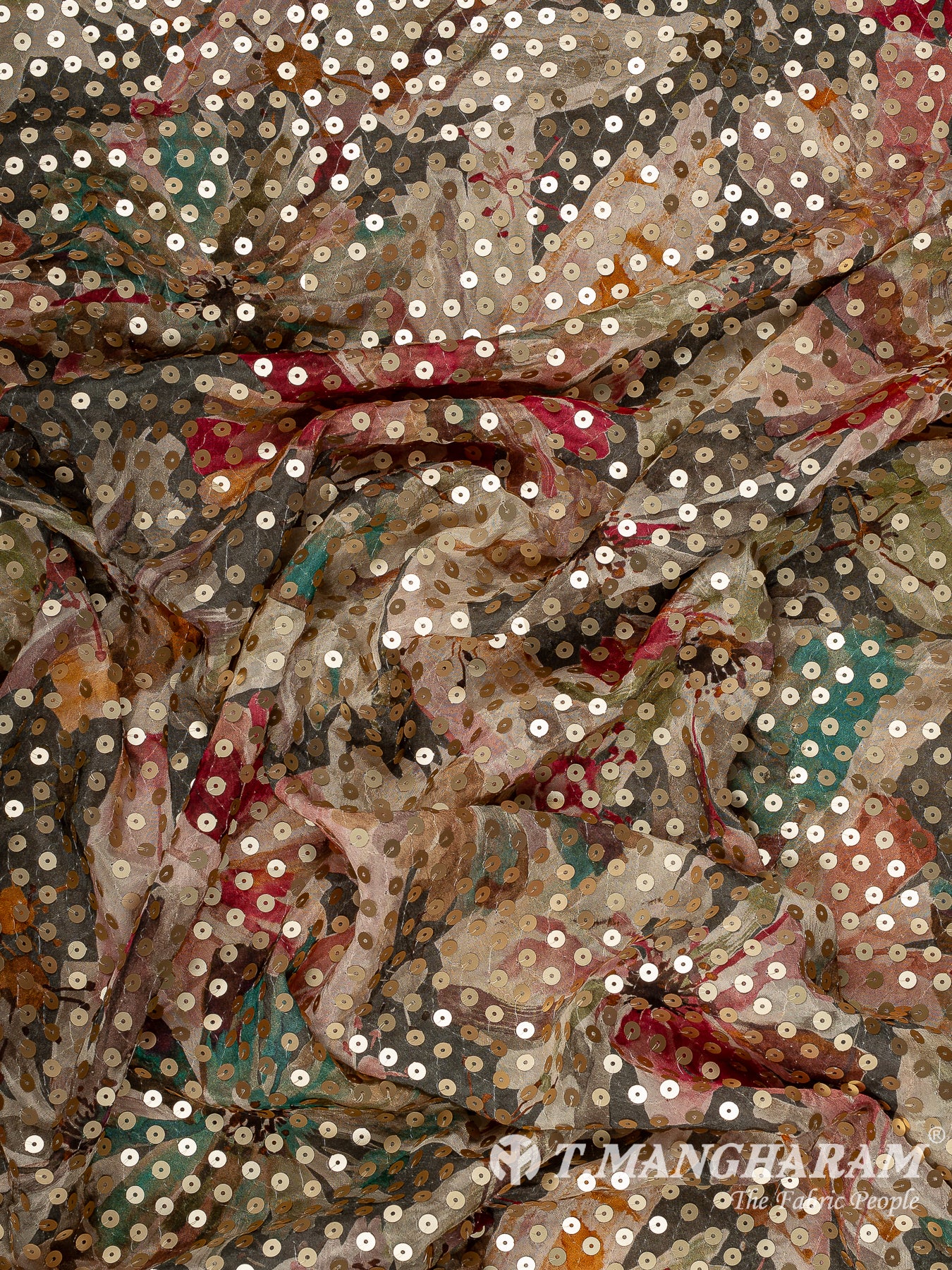 Green Chinon Silk Fabric - EB11334