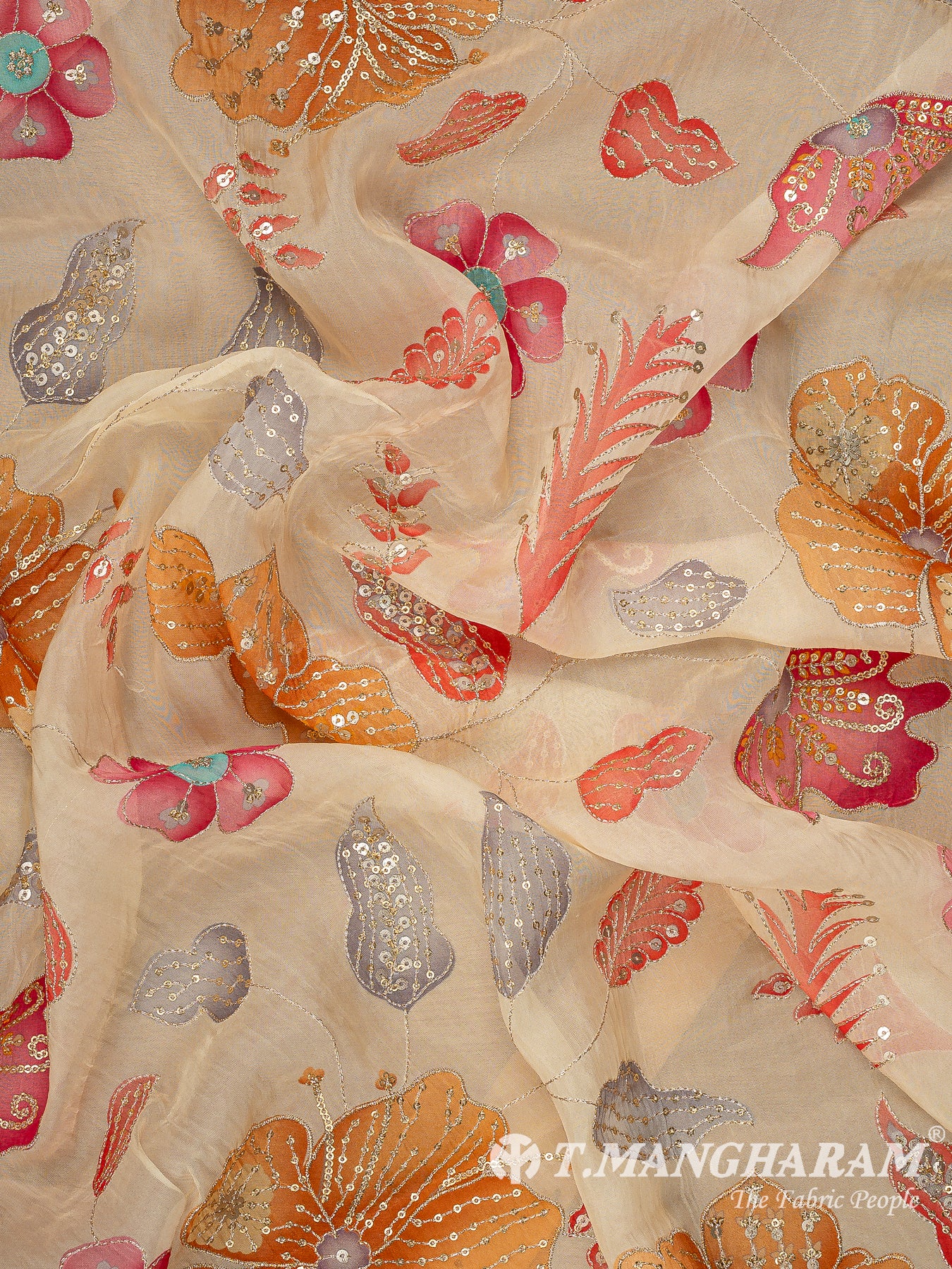 Beige Organza Fabric - EB11225