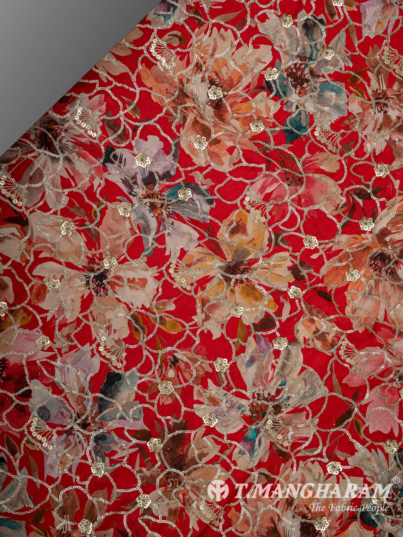 Red Chinon Silk Fabric - EB11339