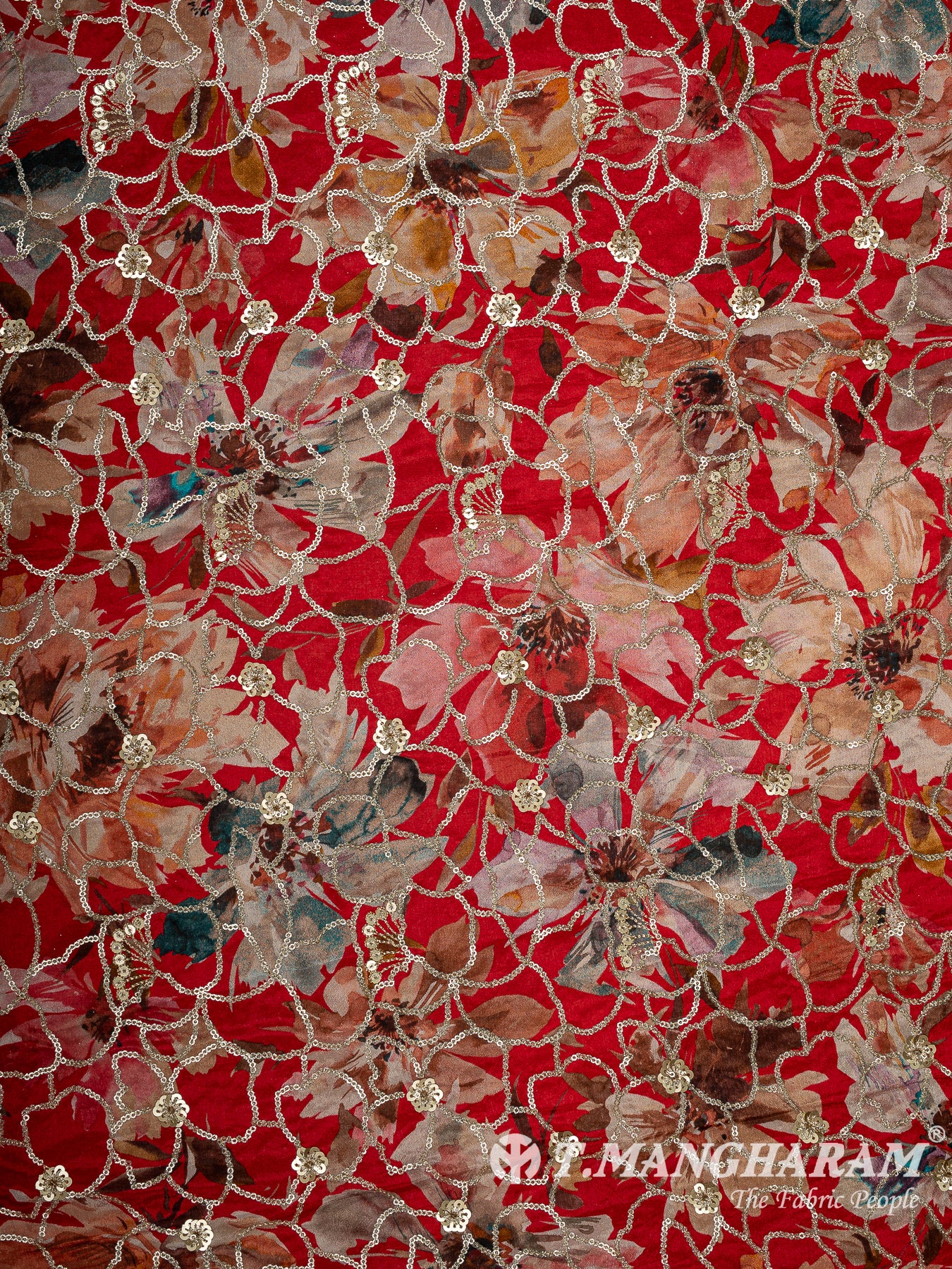 Red Chinon Silk Fabric - EB11339