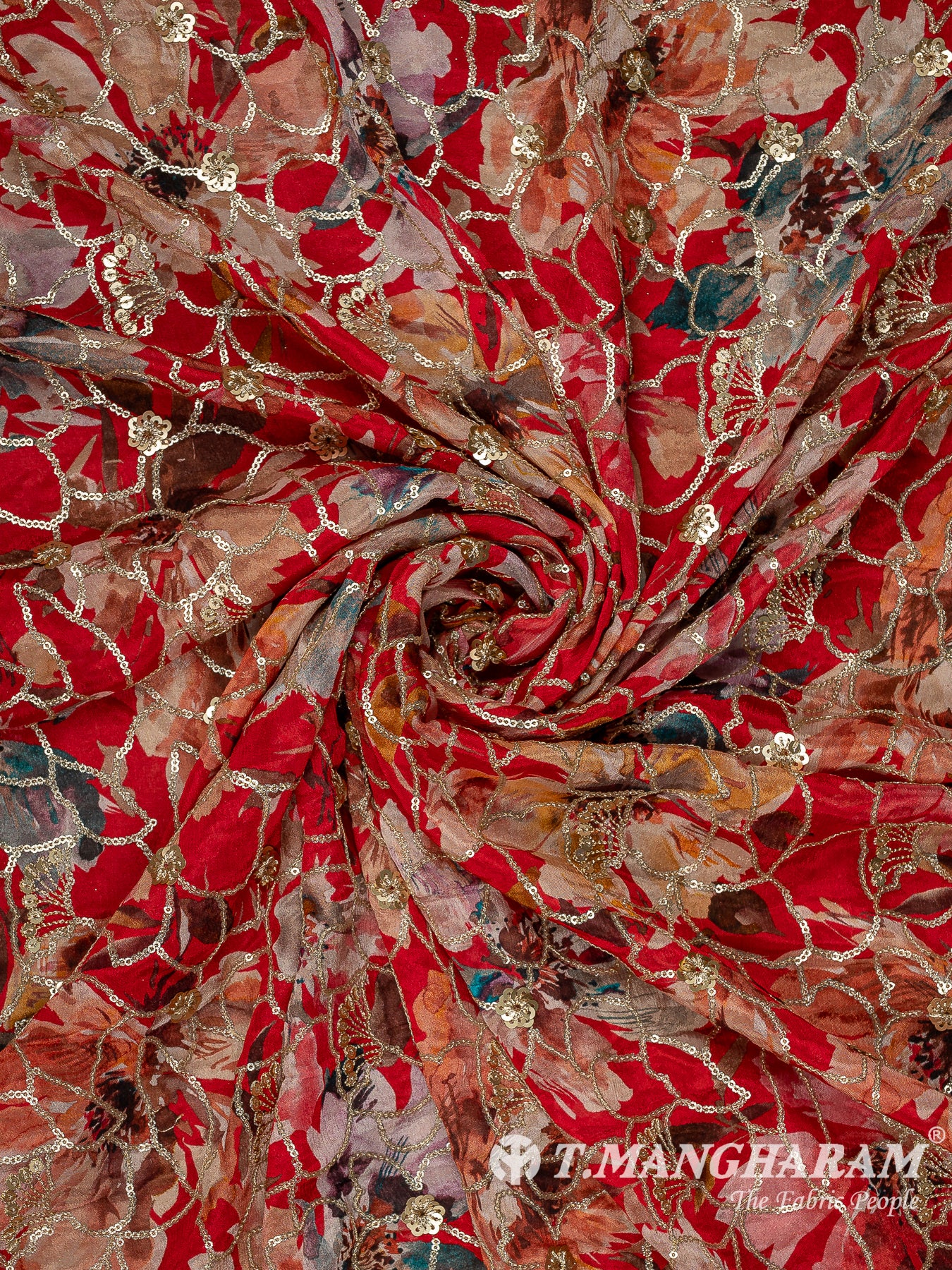 Red Chinon Silk Fabric - EB11339