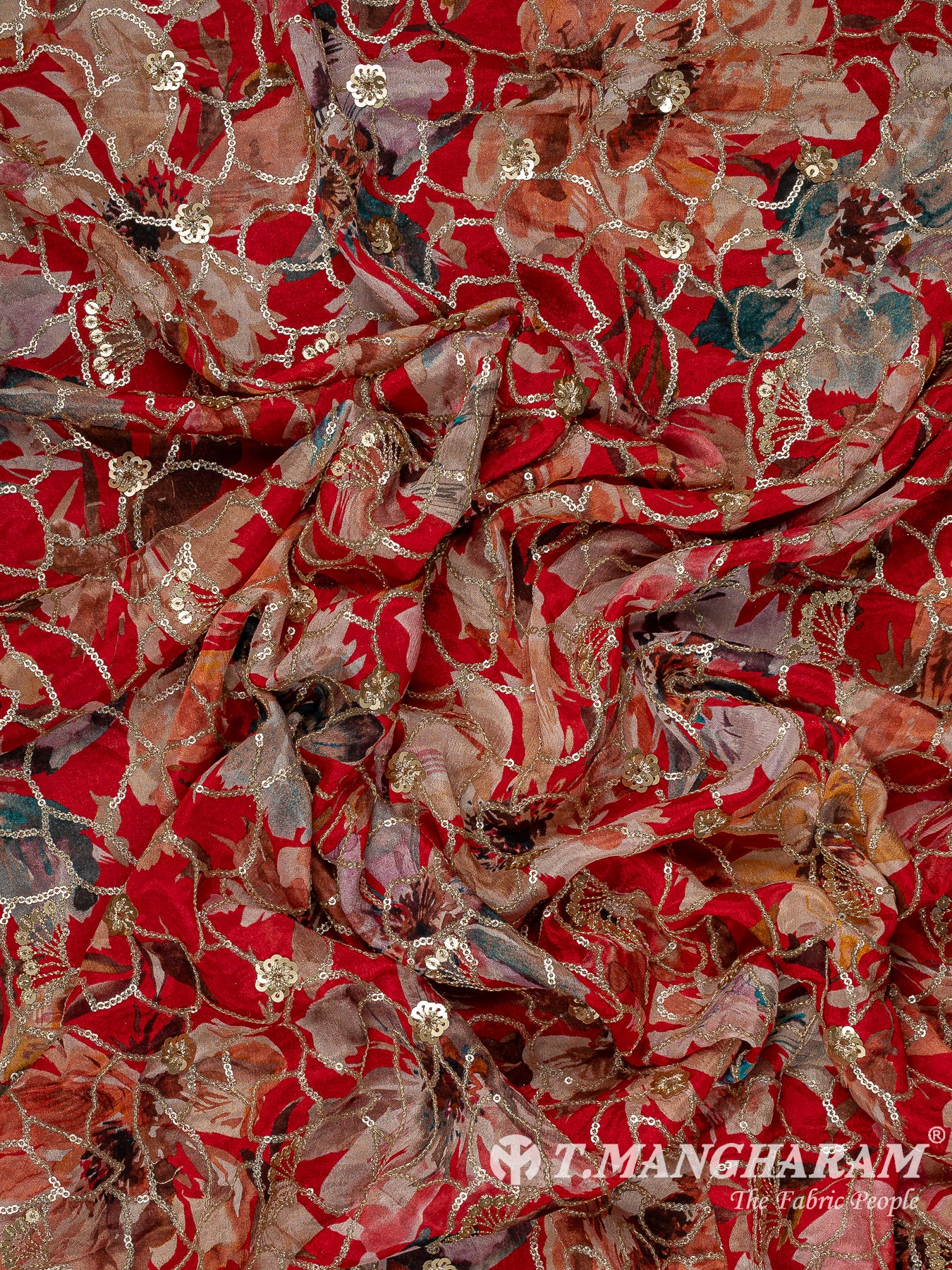 Red Chinon Silk Fabric - EB11339