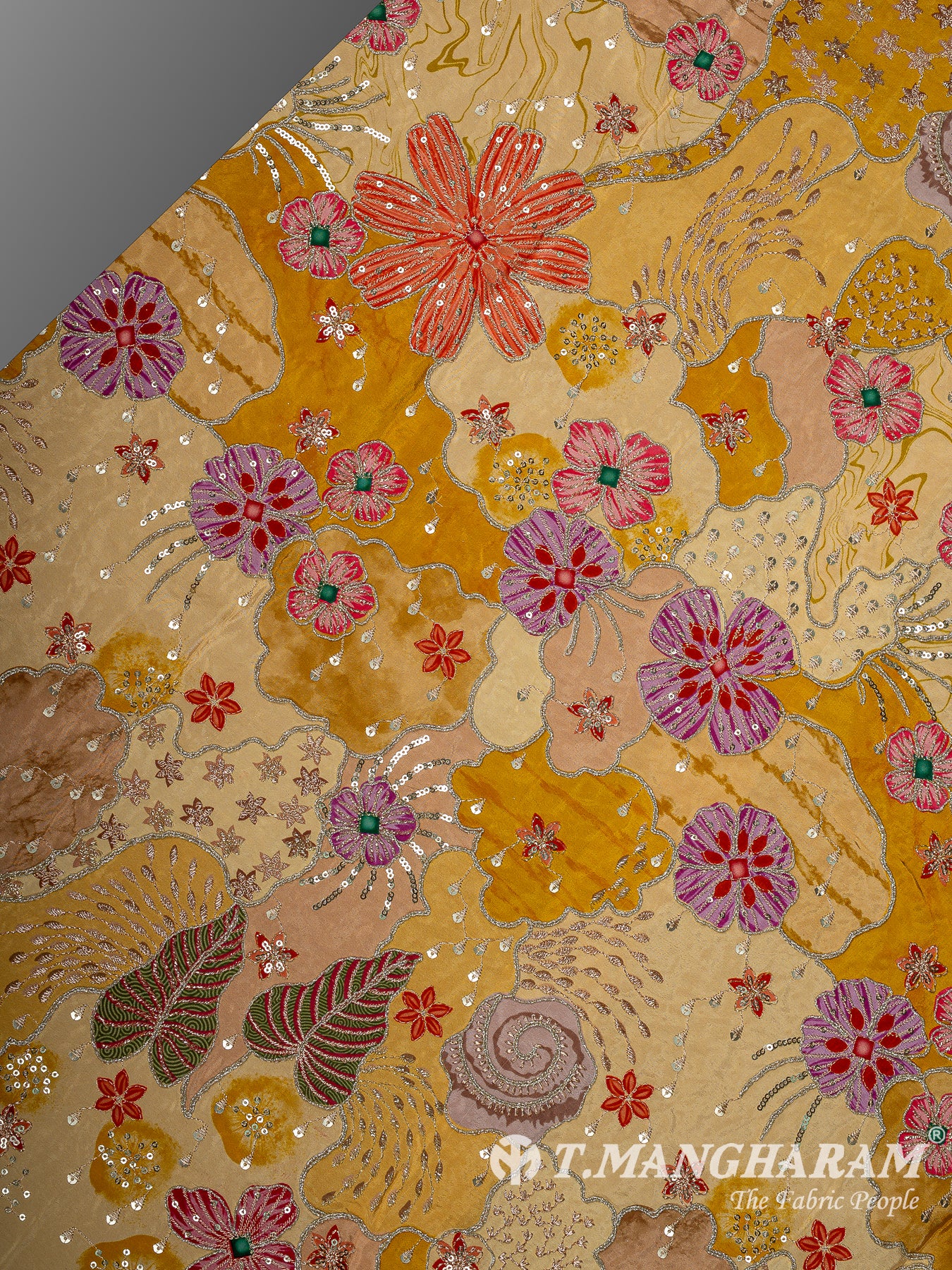Yellow Crepe Embroidery Fabric - EC15052