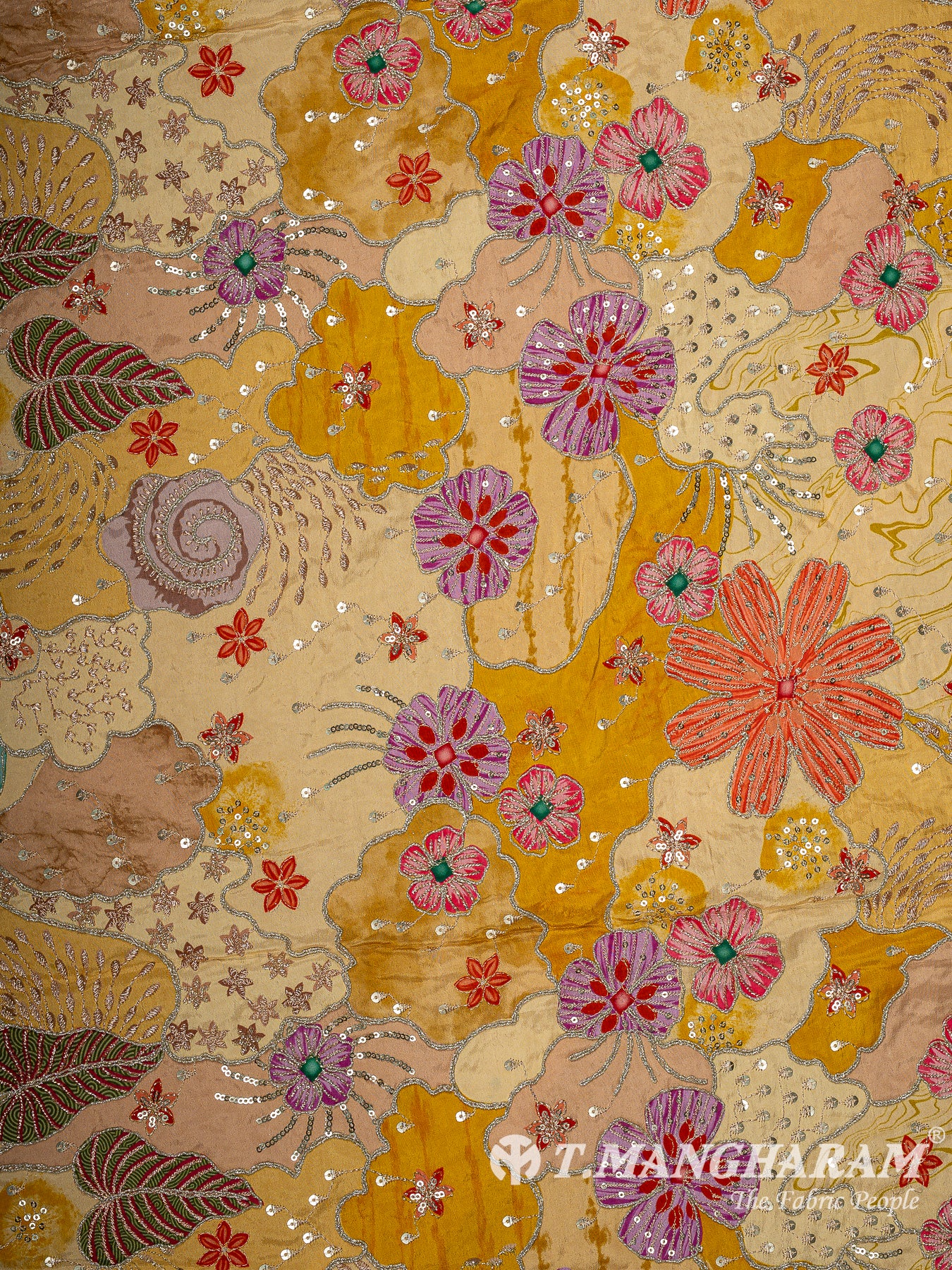 Yellow Crepe Embroidery Fabric - EC15052