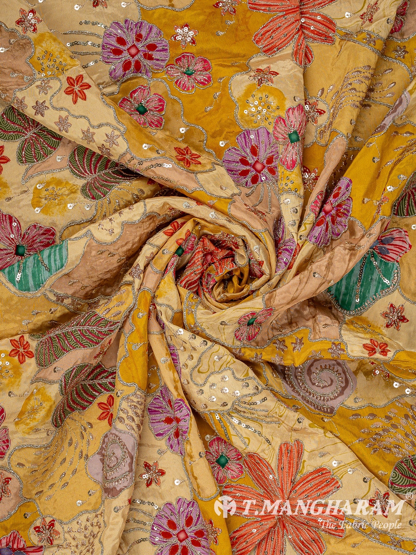 Yellow Crepe Embroidery Fabric - EC15052
