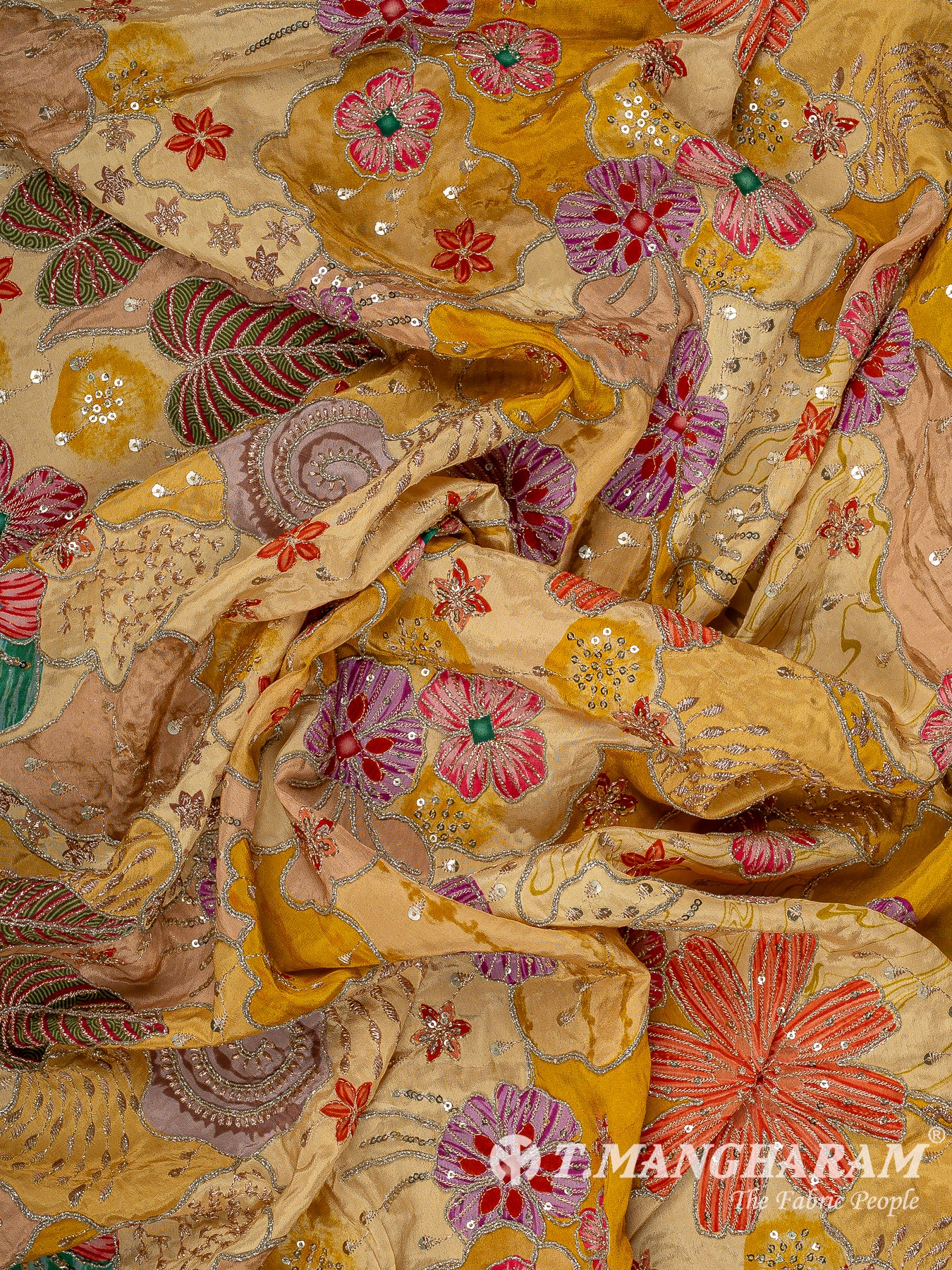 Yellow Crepe Embroidery Fabric - EC15052