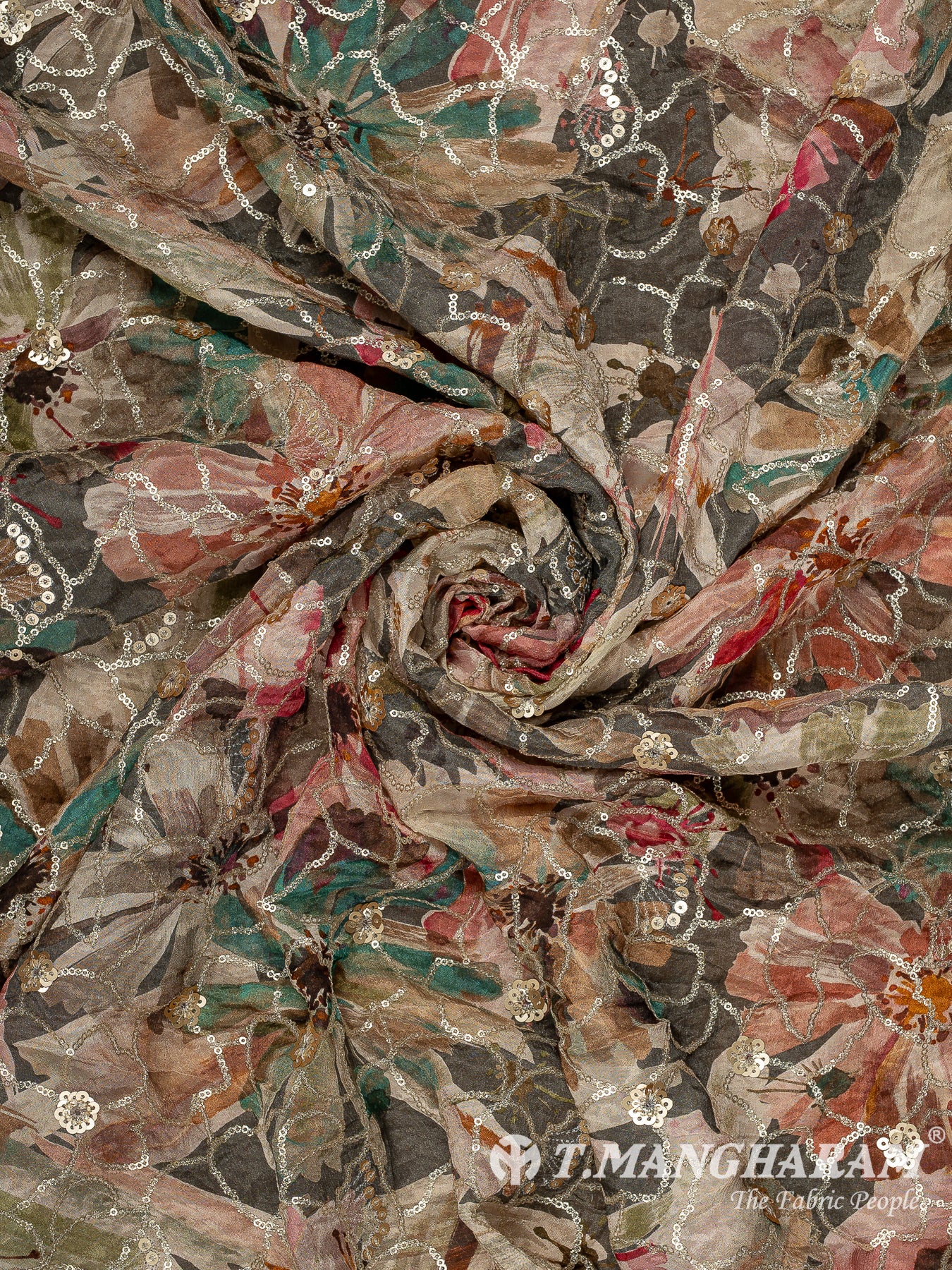 Brown Chinon Silk Fabric - EB11336