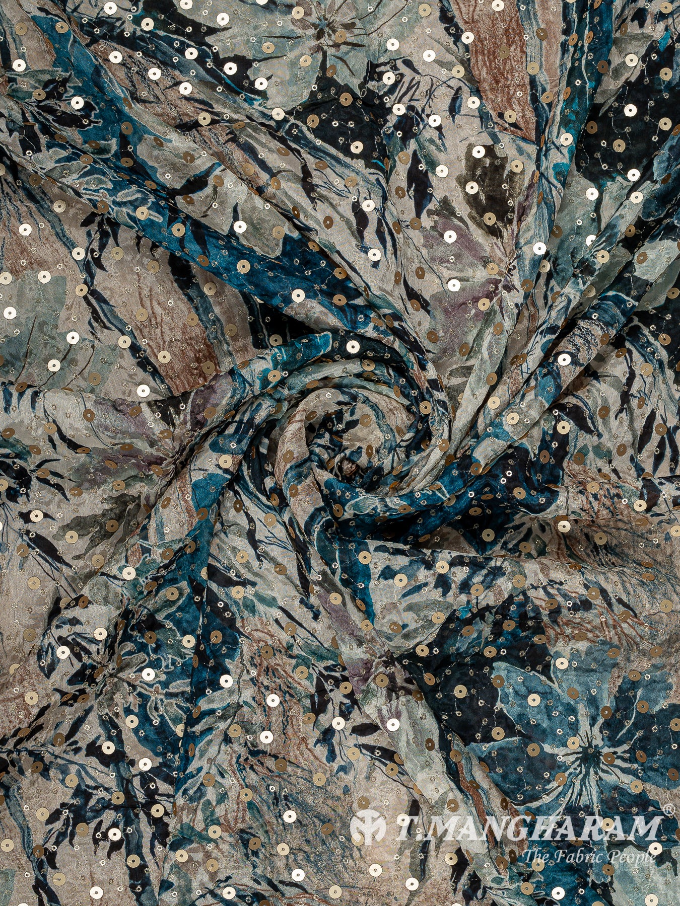 Blue Chinon Silk Fabric - EB11333