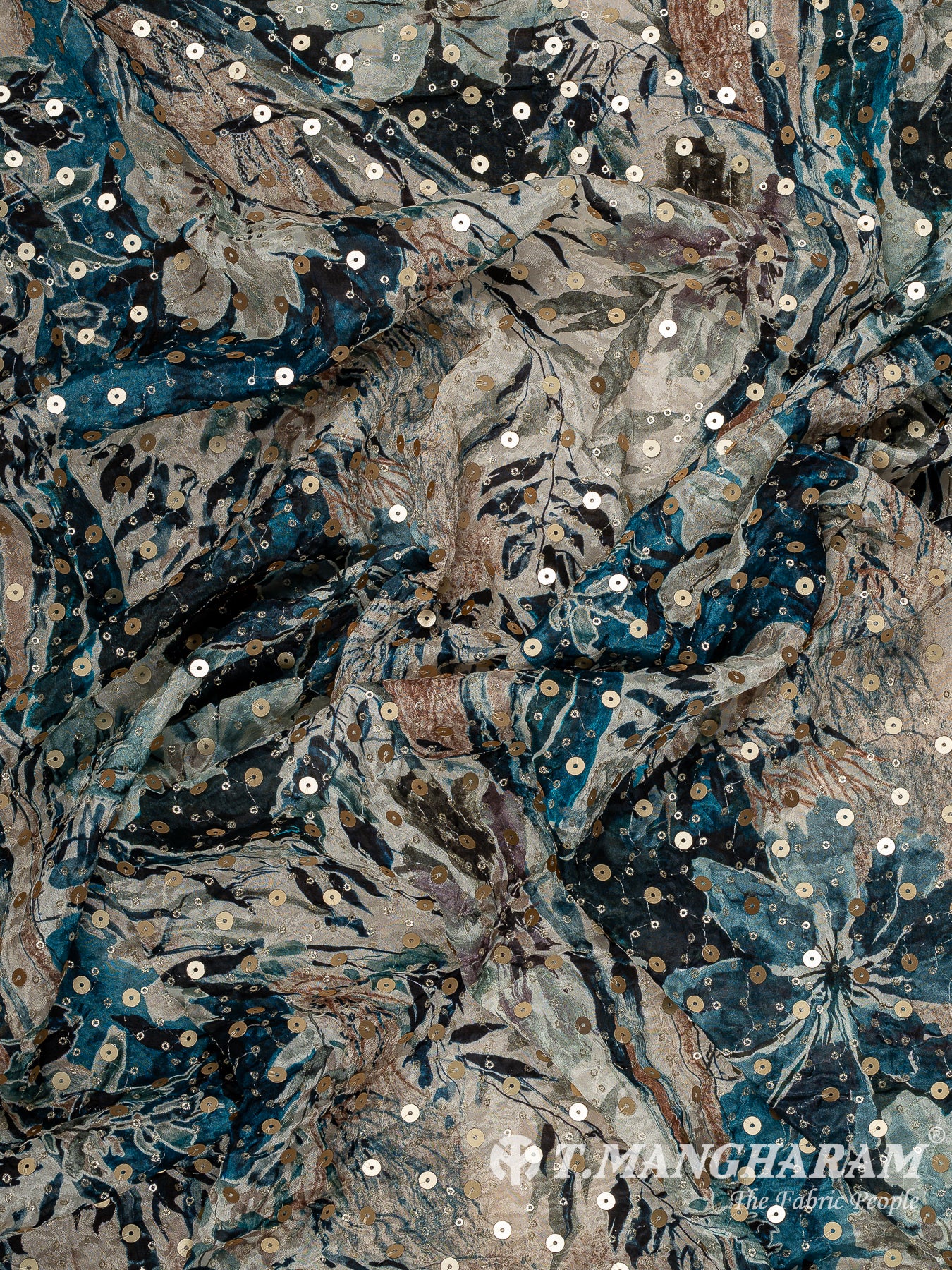 Blue Chinon Silk Fabric - EB11333
