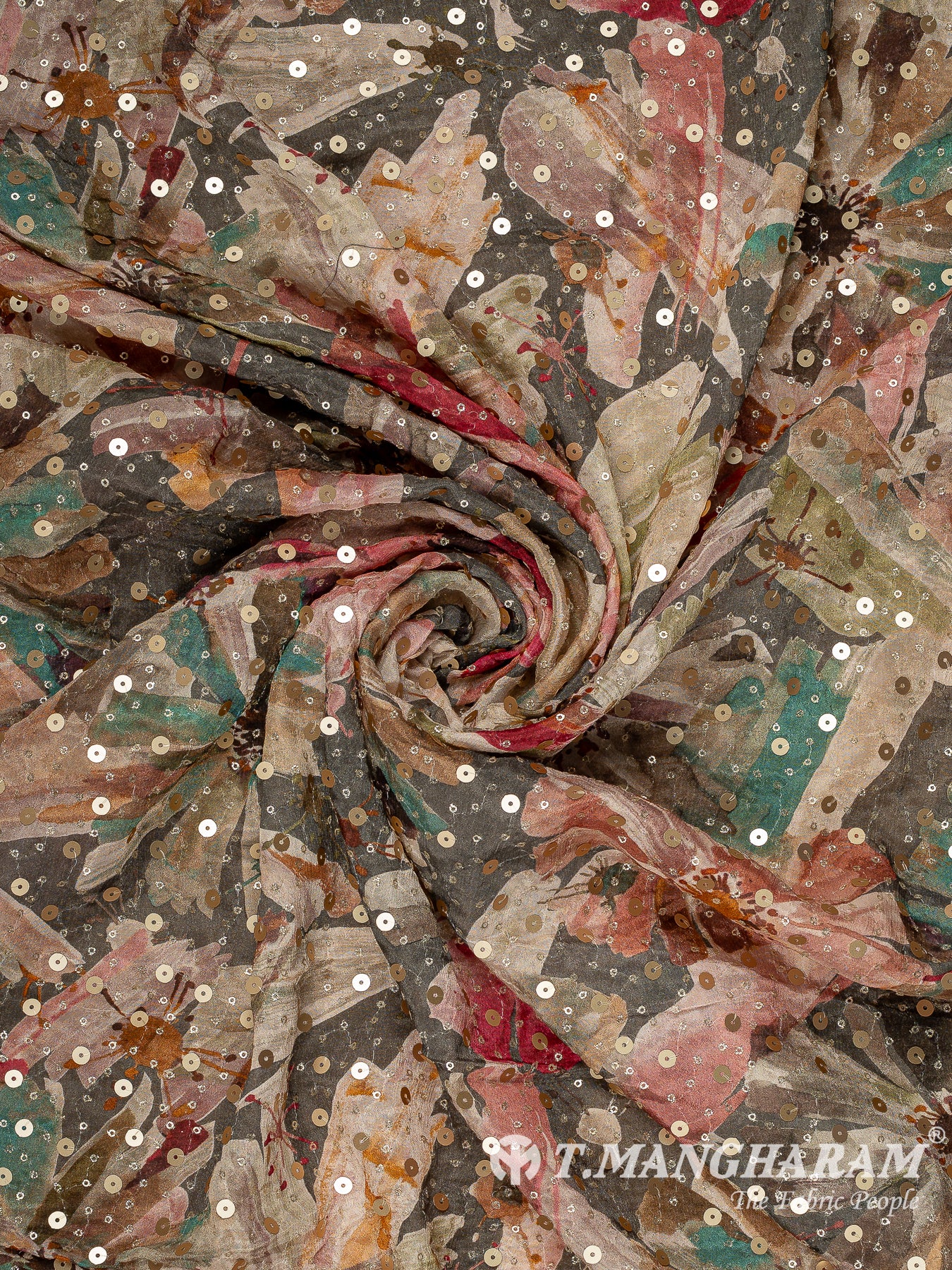 Green Chinon Silk Fabric - EB11332