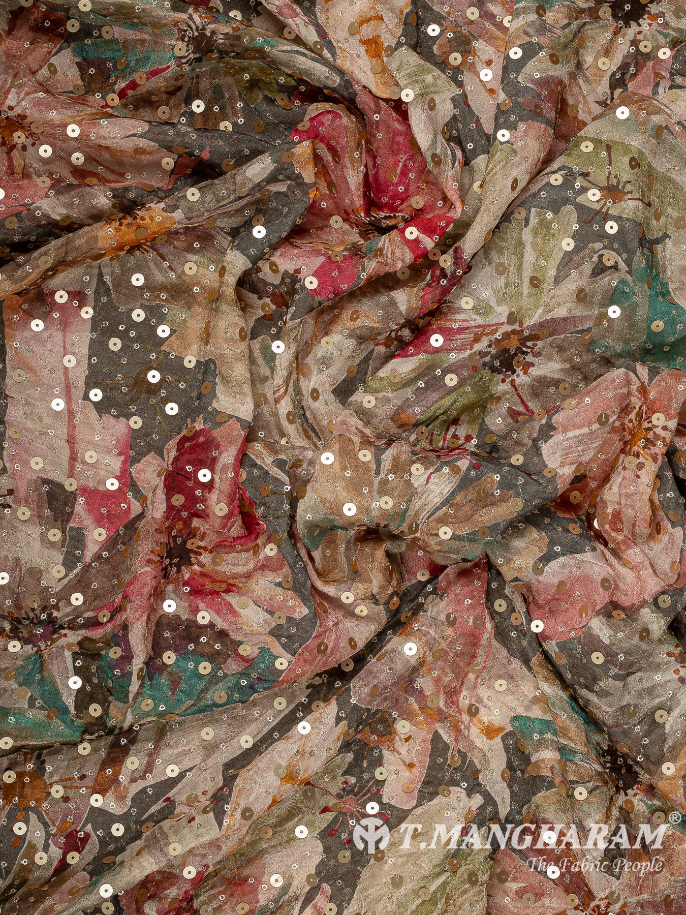 Green Chinon Silk Fabric - EB11332