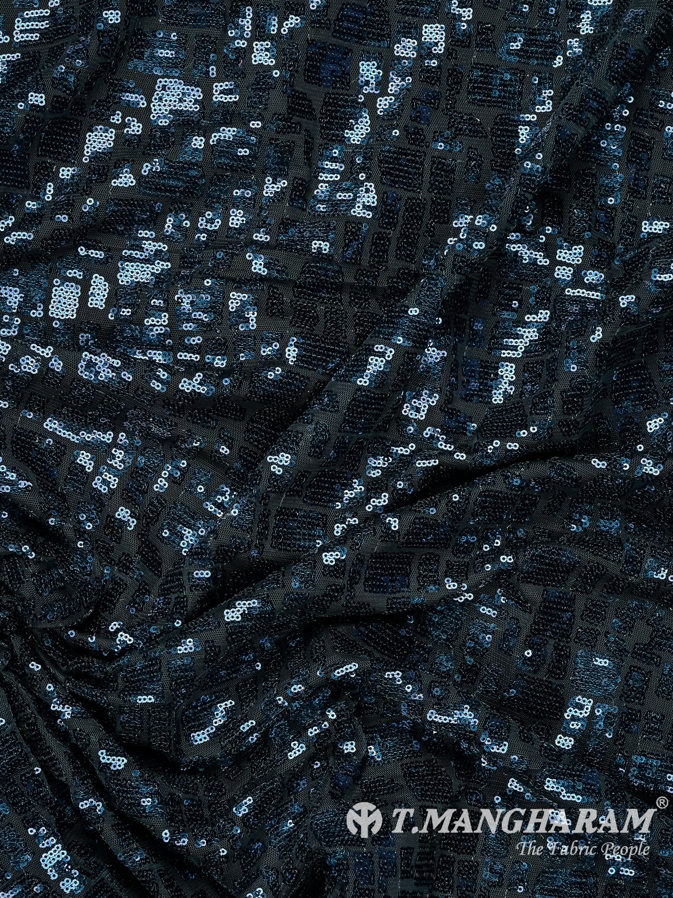 Blue Sequin Net Fabric - EB11636