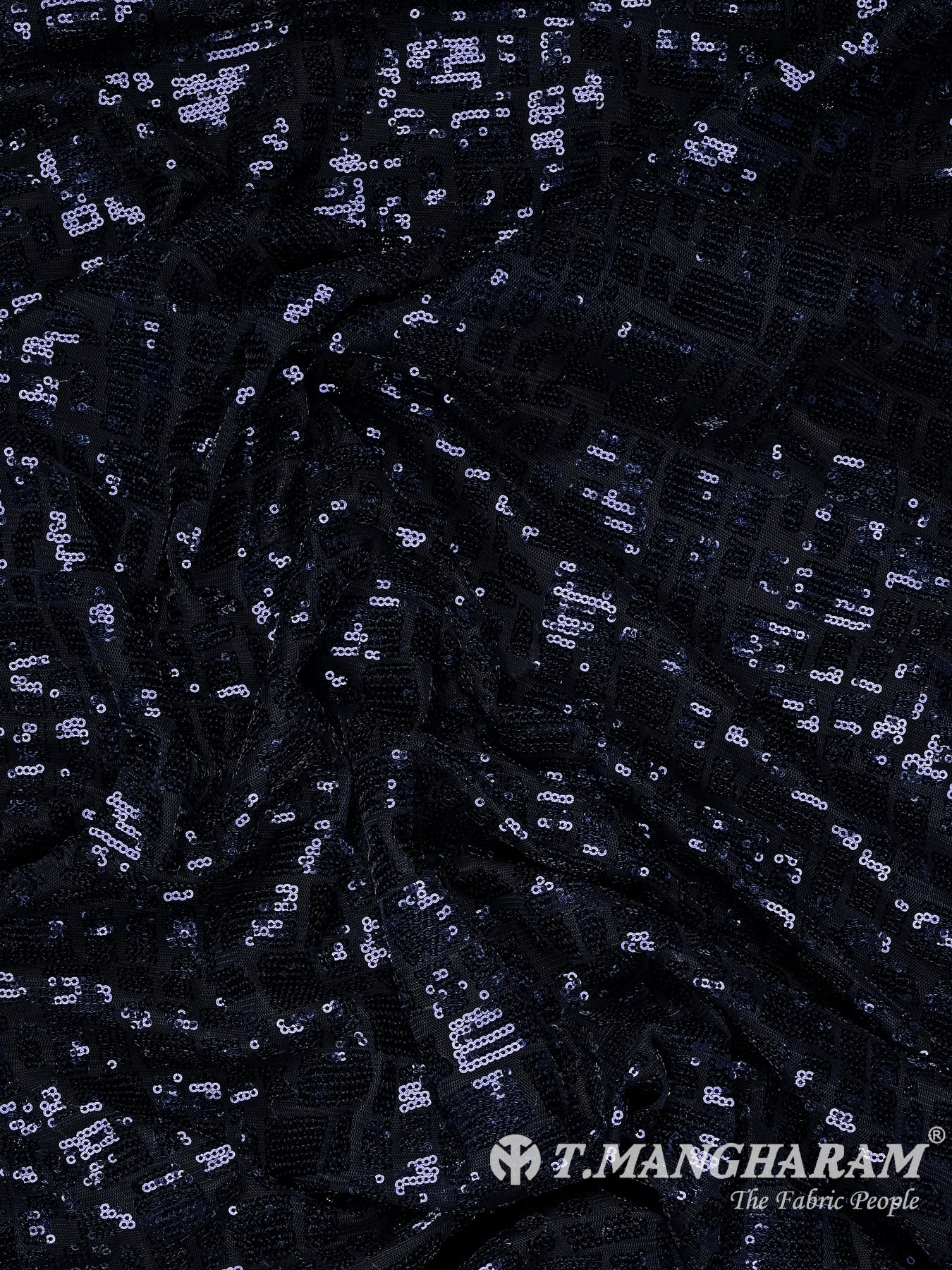 Blue Sequin Net Fabric - EB11637