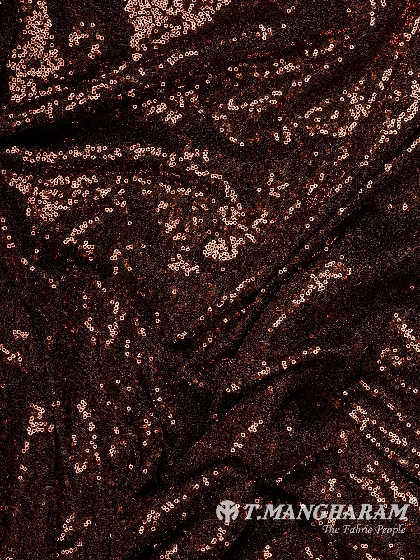 Brown Sequin Net Fabric - EB11631