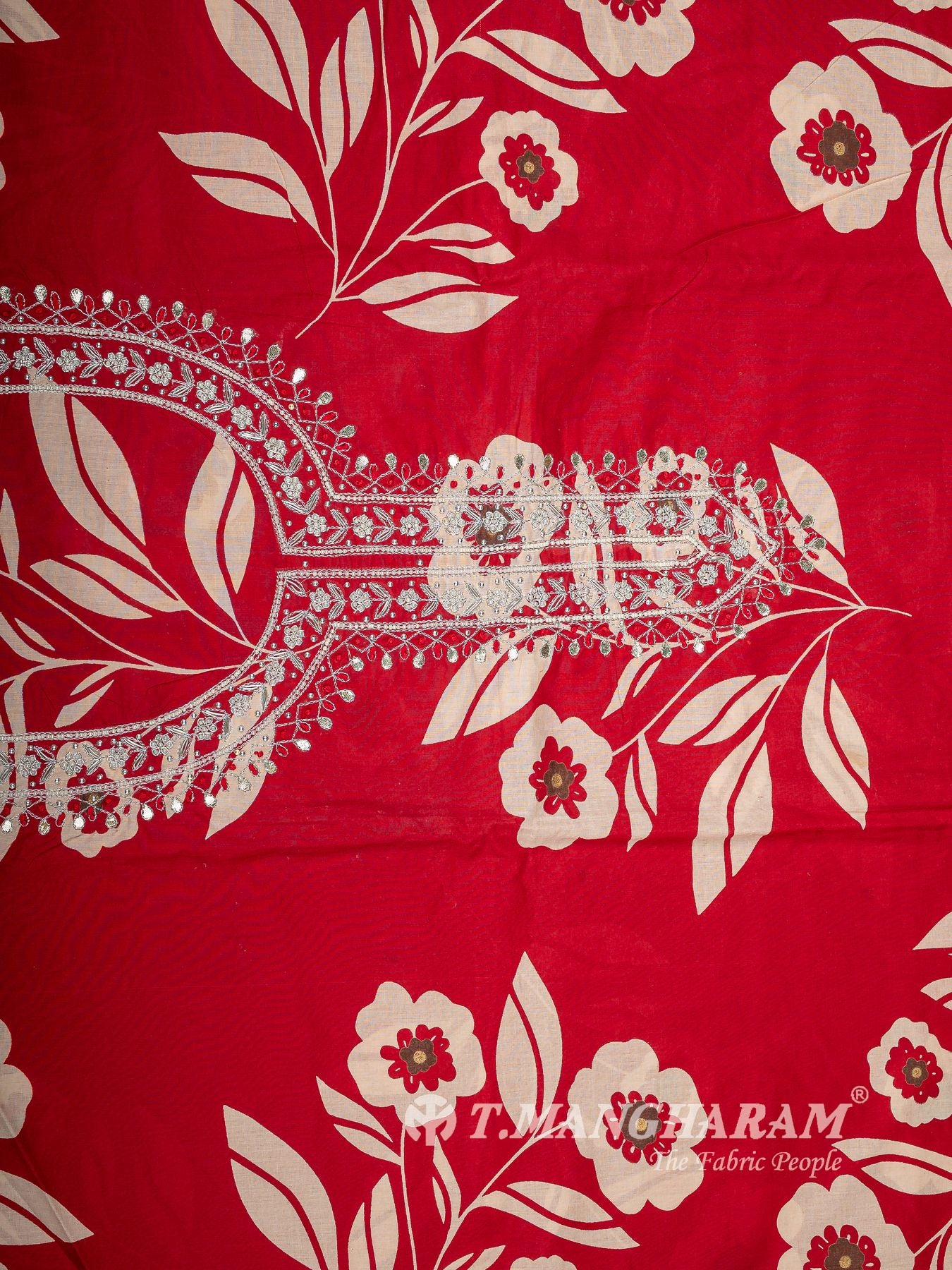 Red Cotton Chudidhar Fabric Set - EG2065