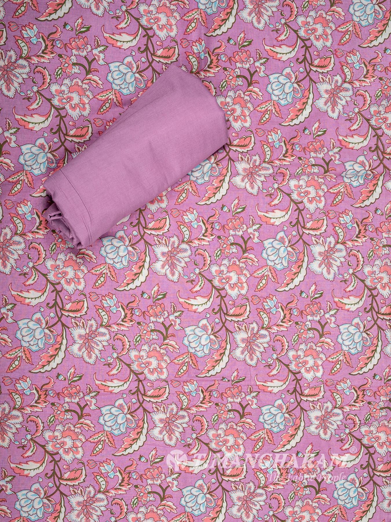 Violet Cotton Chudidhar Fabric Set - EG2066