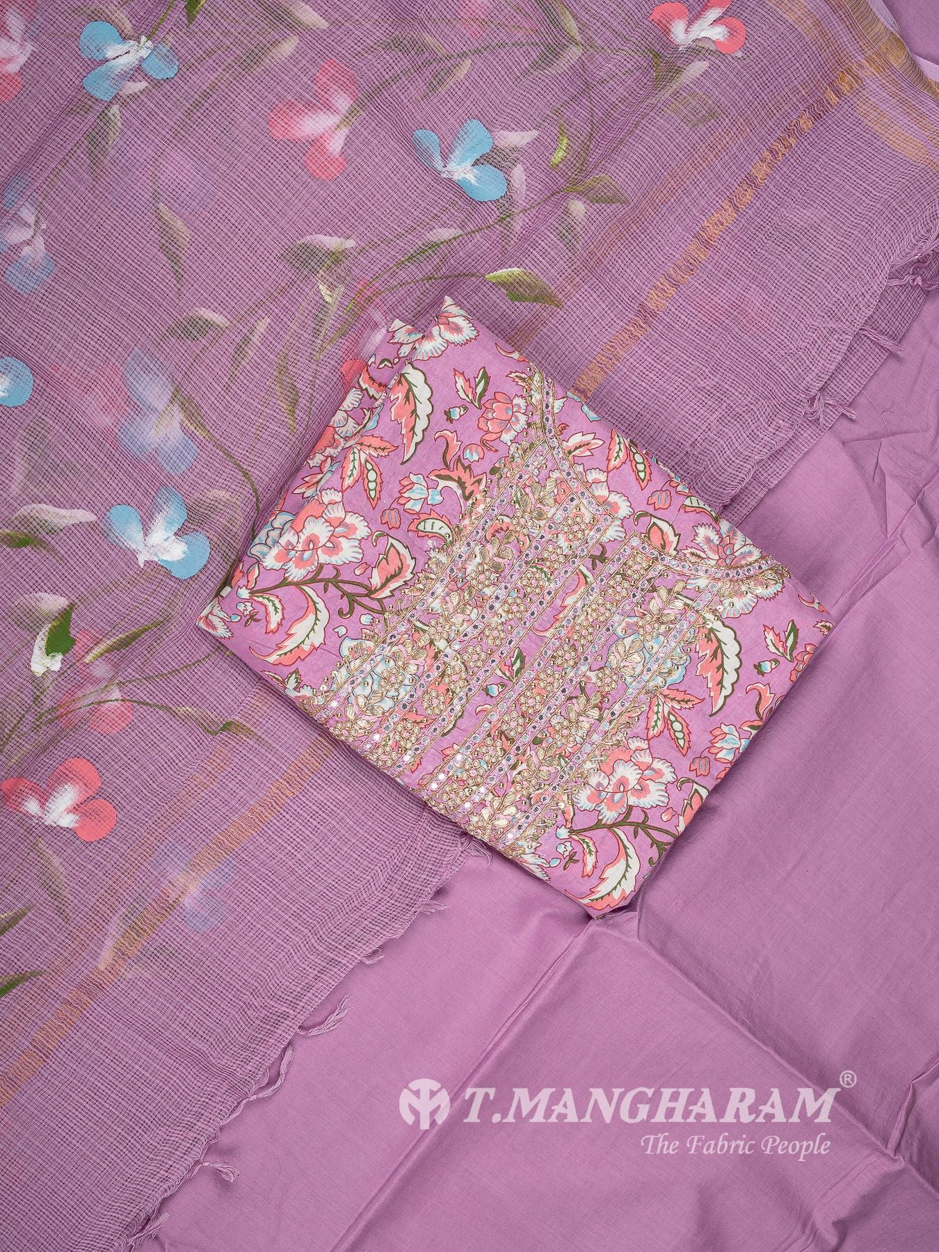 Violet Cotton Chudidhar Fabric Set - EG2066