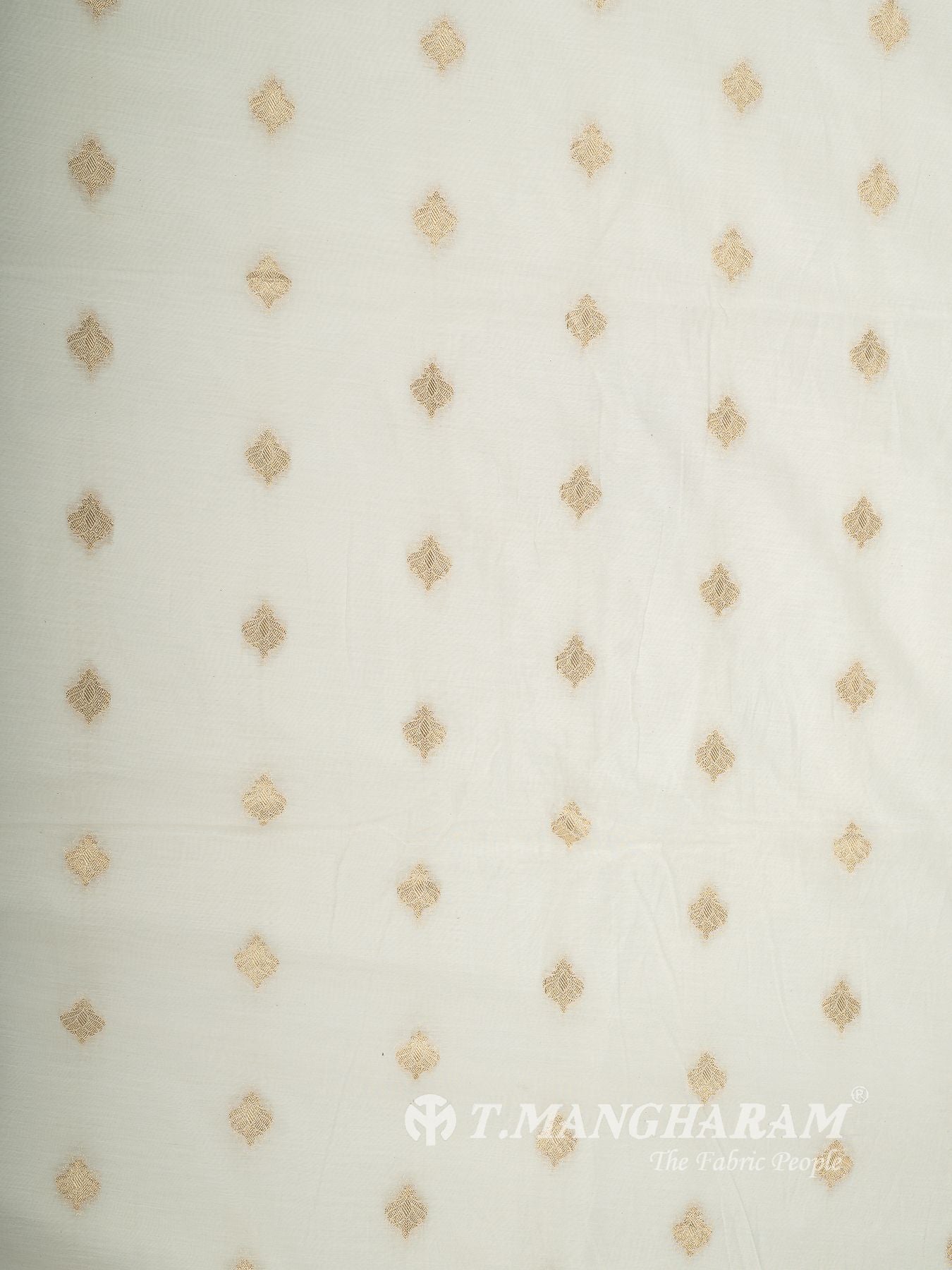 White Chanderi Cotton Fabric - EC15687