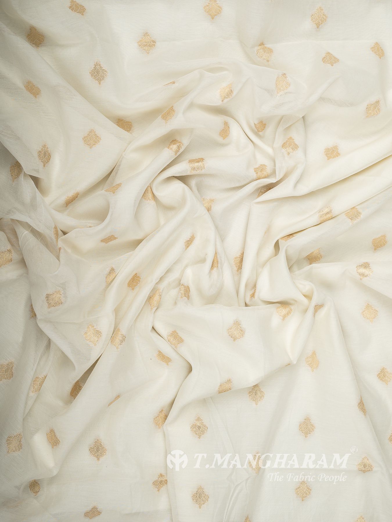 White Chanderi Cotton Fabric - EC15687