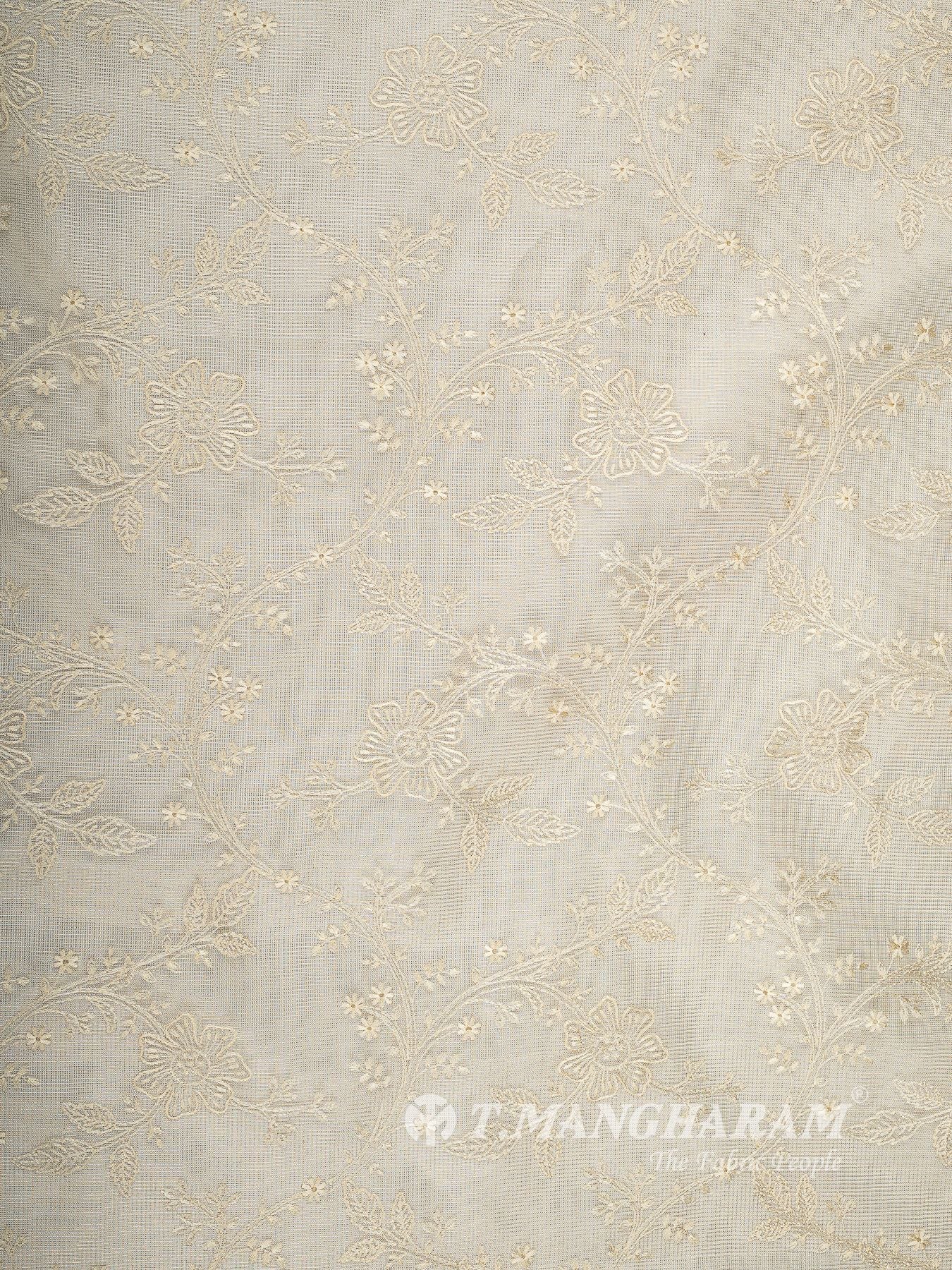 Beige Chanderi Cotton Embroidery Fabric - EA4068