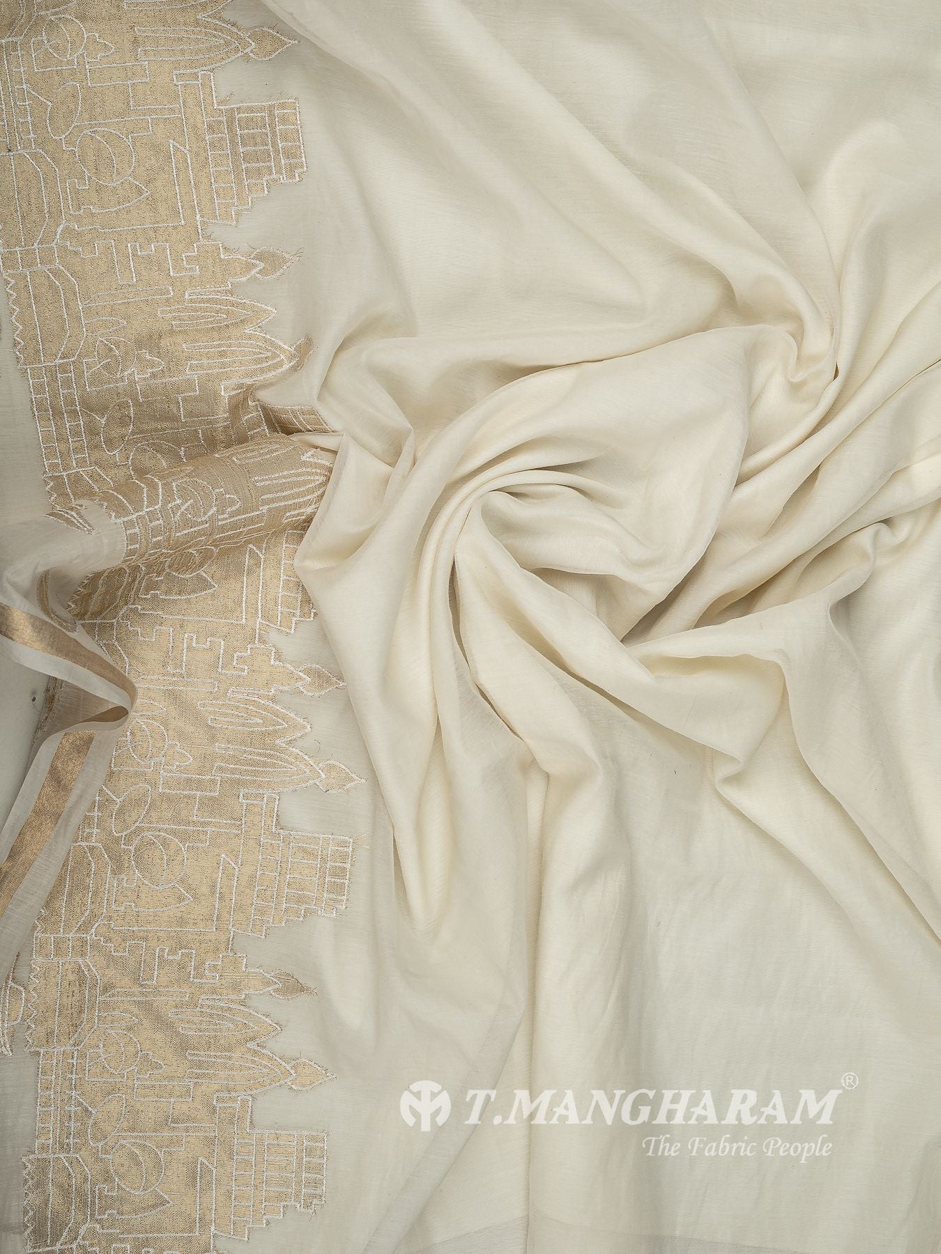 Cream Chanderi Cotton Fabric - EB10925