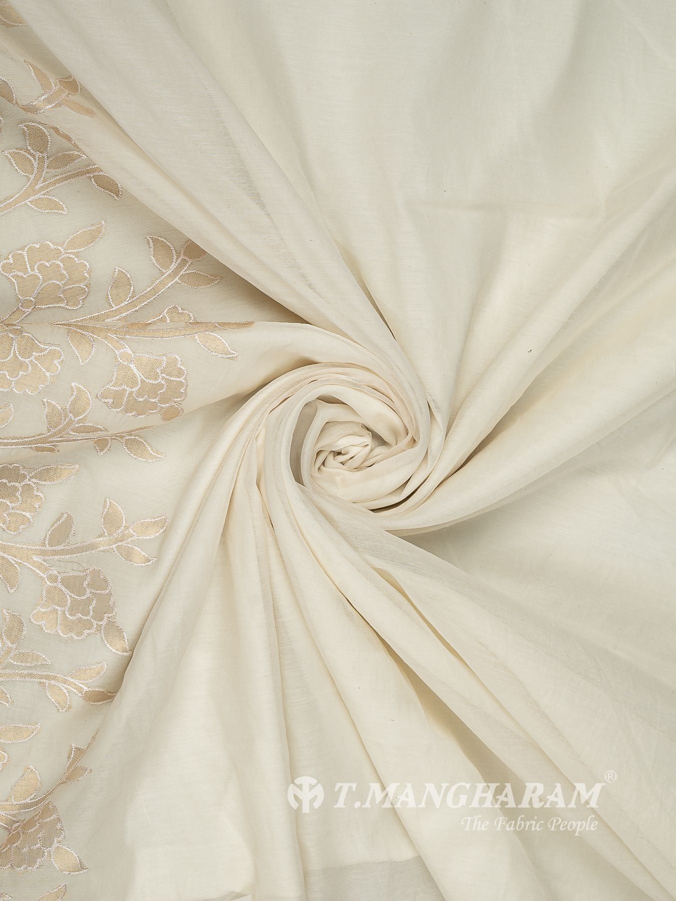 Cream Cotton Embroidery Fabric
