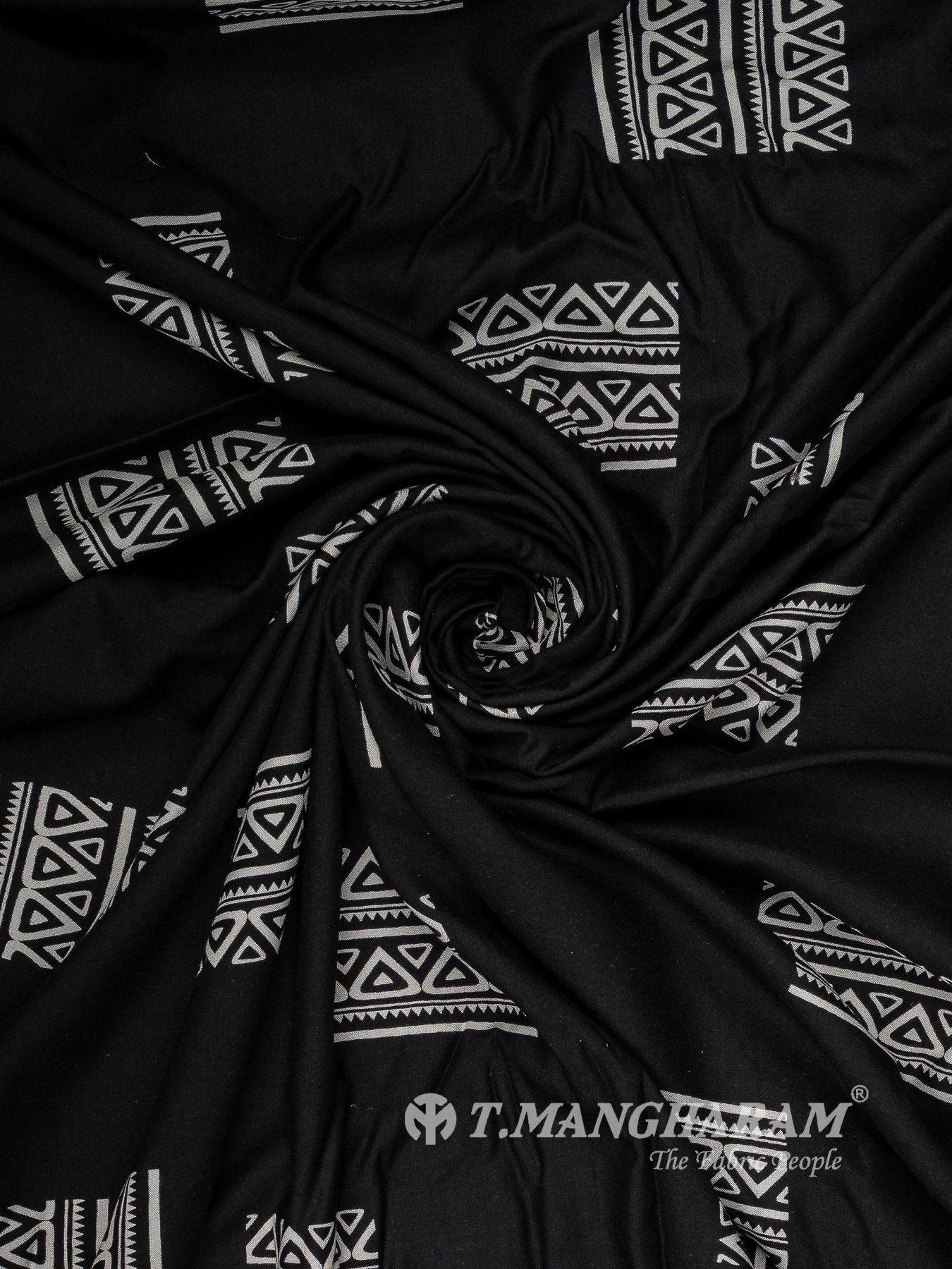 Black and White Rayon Cotton Fabric