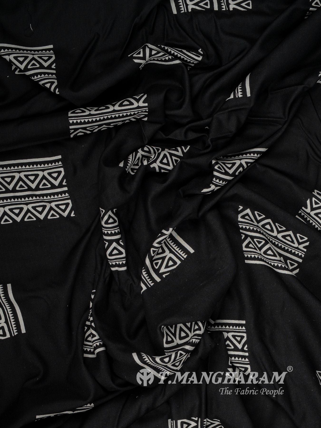 Black and White Rayon Cotton Fabric