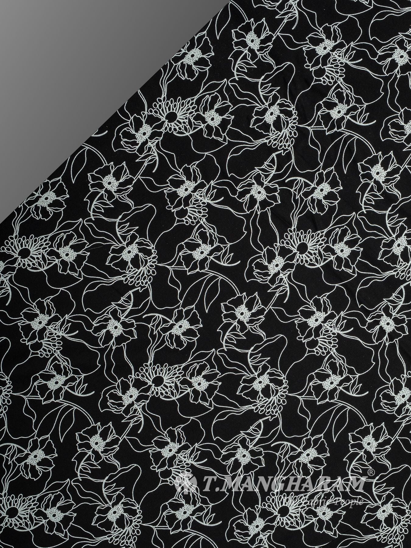Black and White Rayon Cotton Fabric