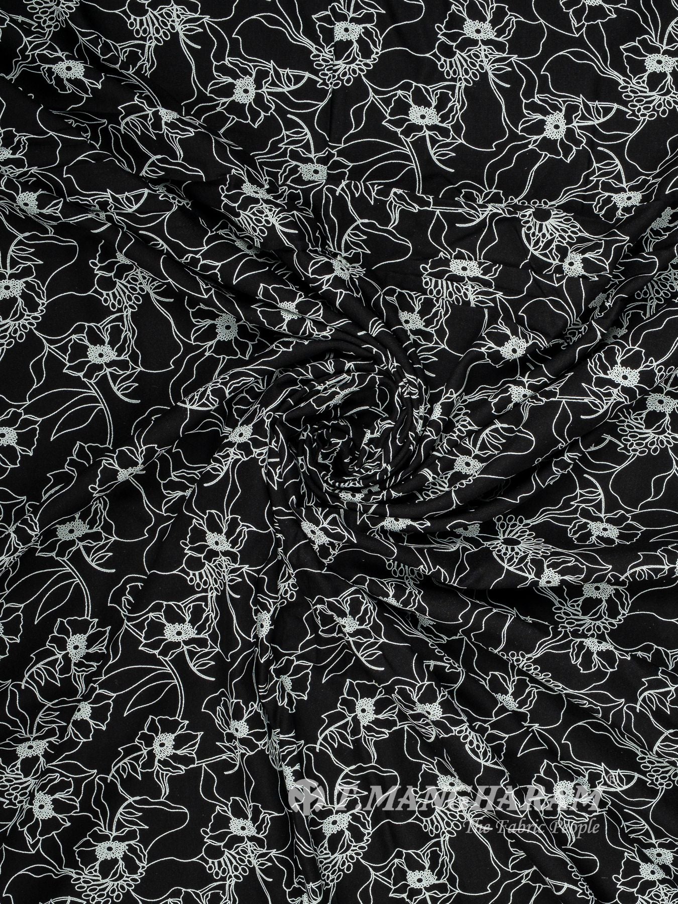 Black and White Rayon Cotton Fabric