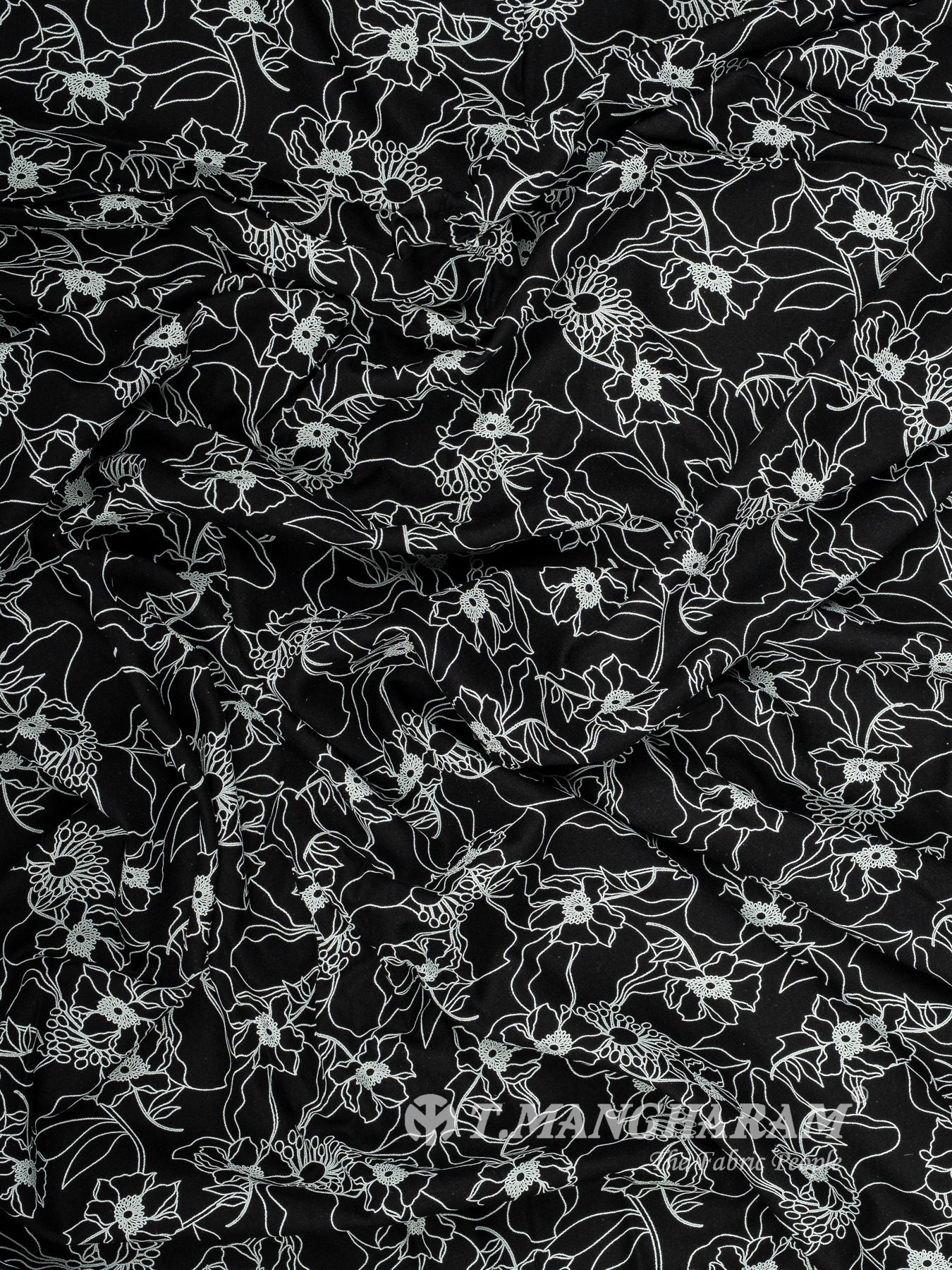 Black and White Rayon Cotton Fabric