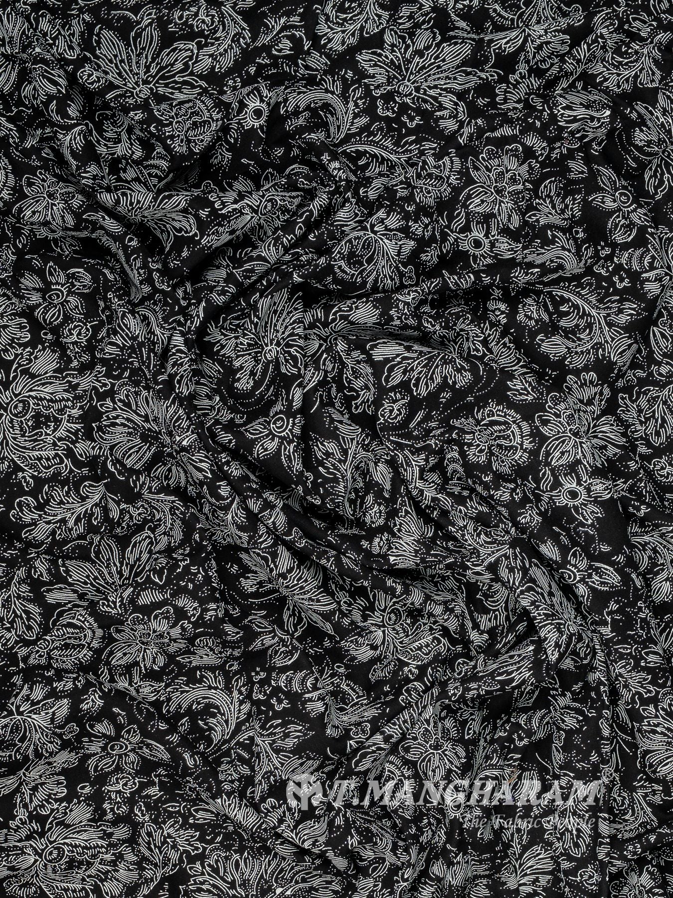 Black and White Rayon Cotton Fabric