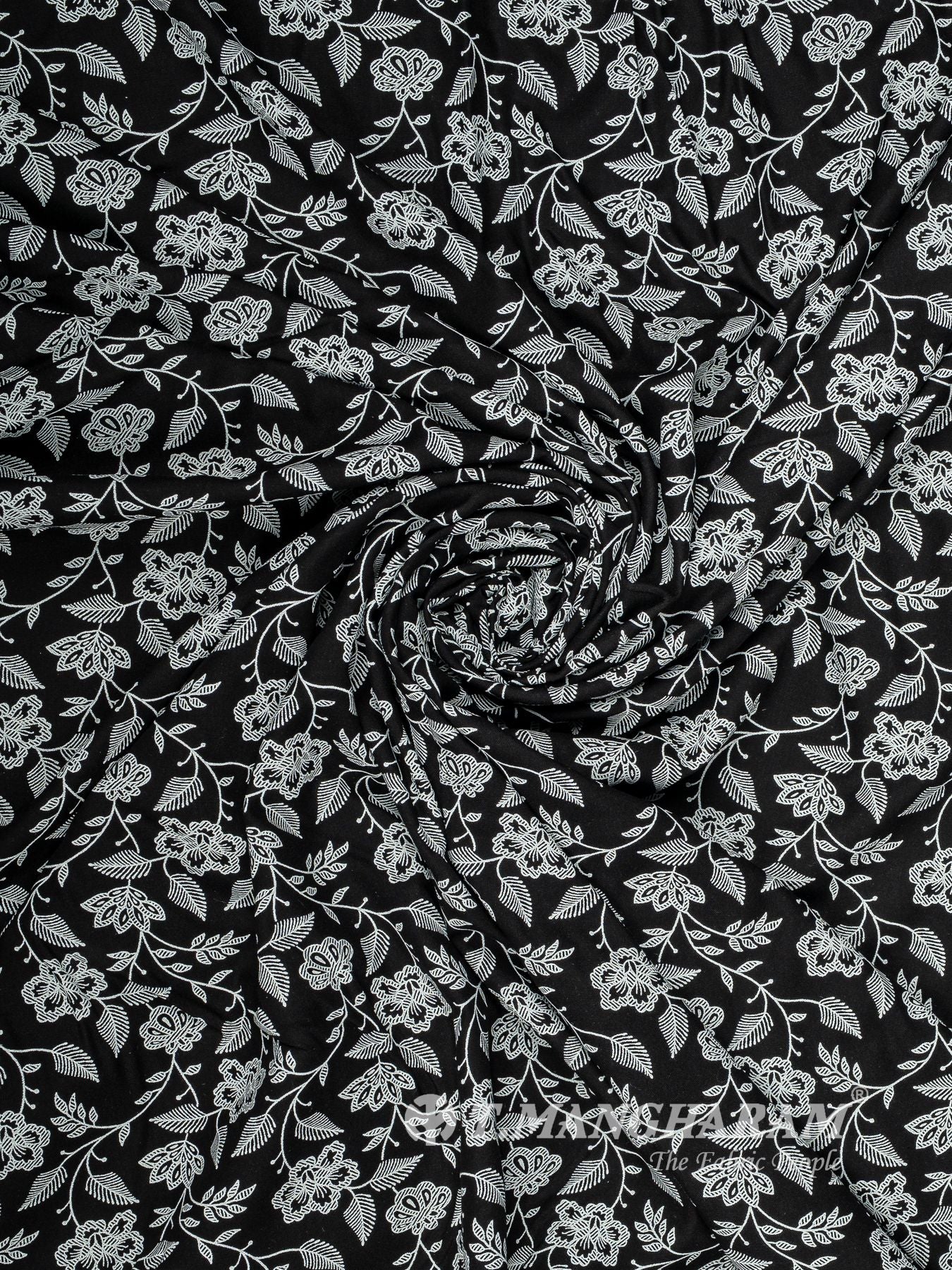 Black and White Rayon Cotton Fabric