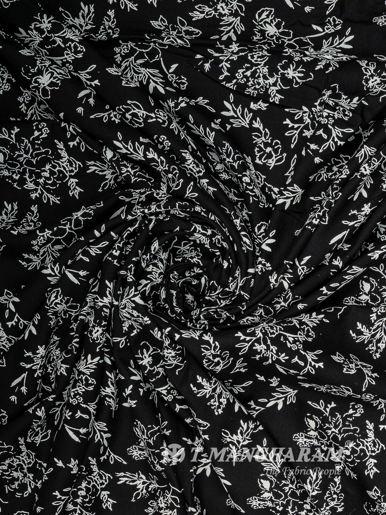 Black and White Rayon Cotton Fabric