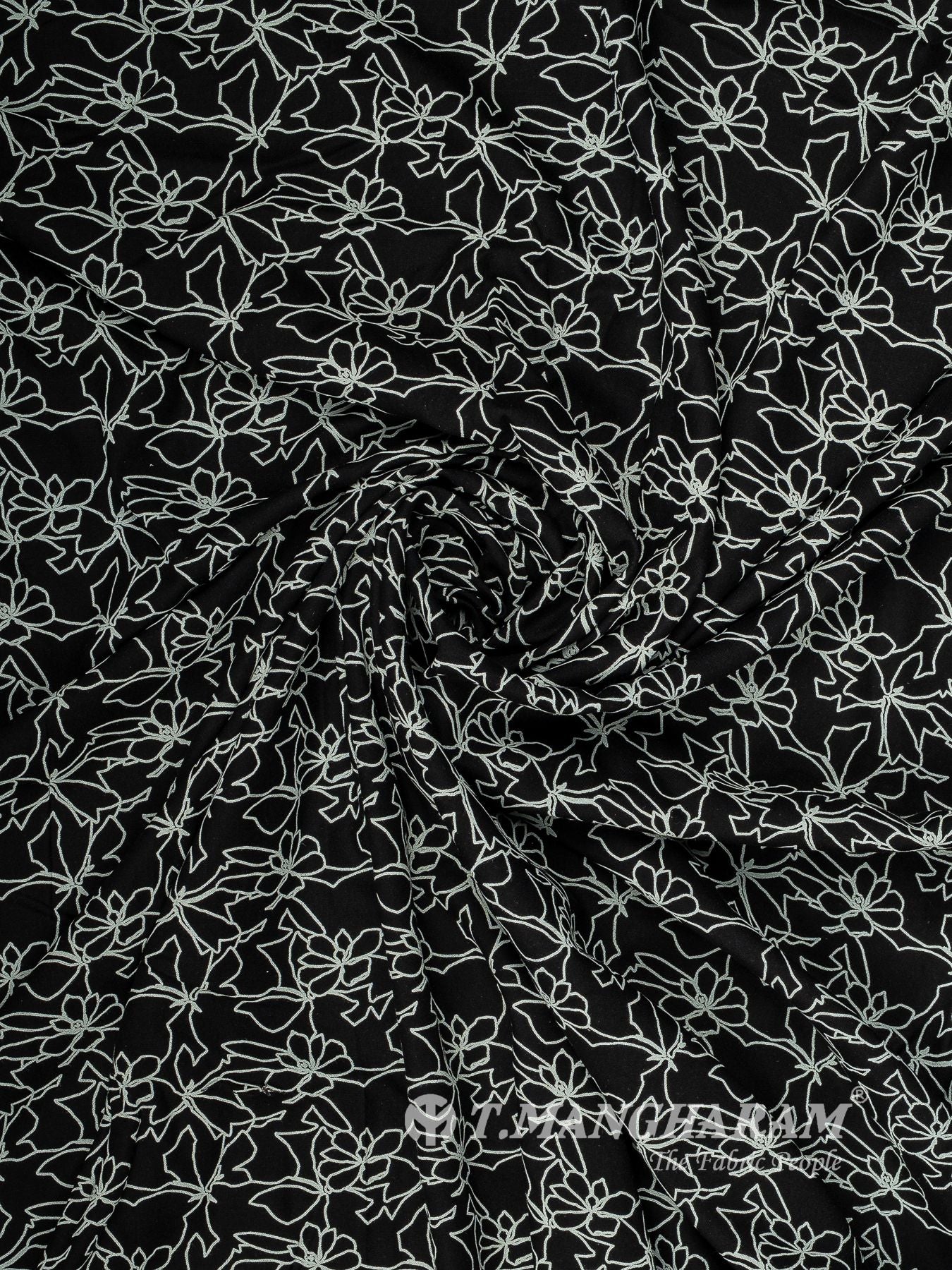 Black and White Rayon Cotton Fabric