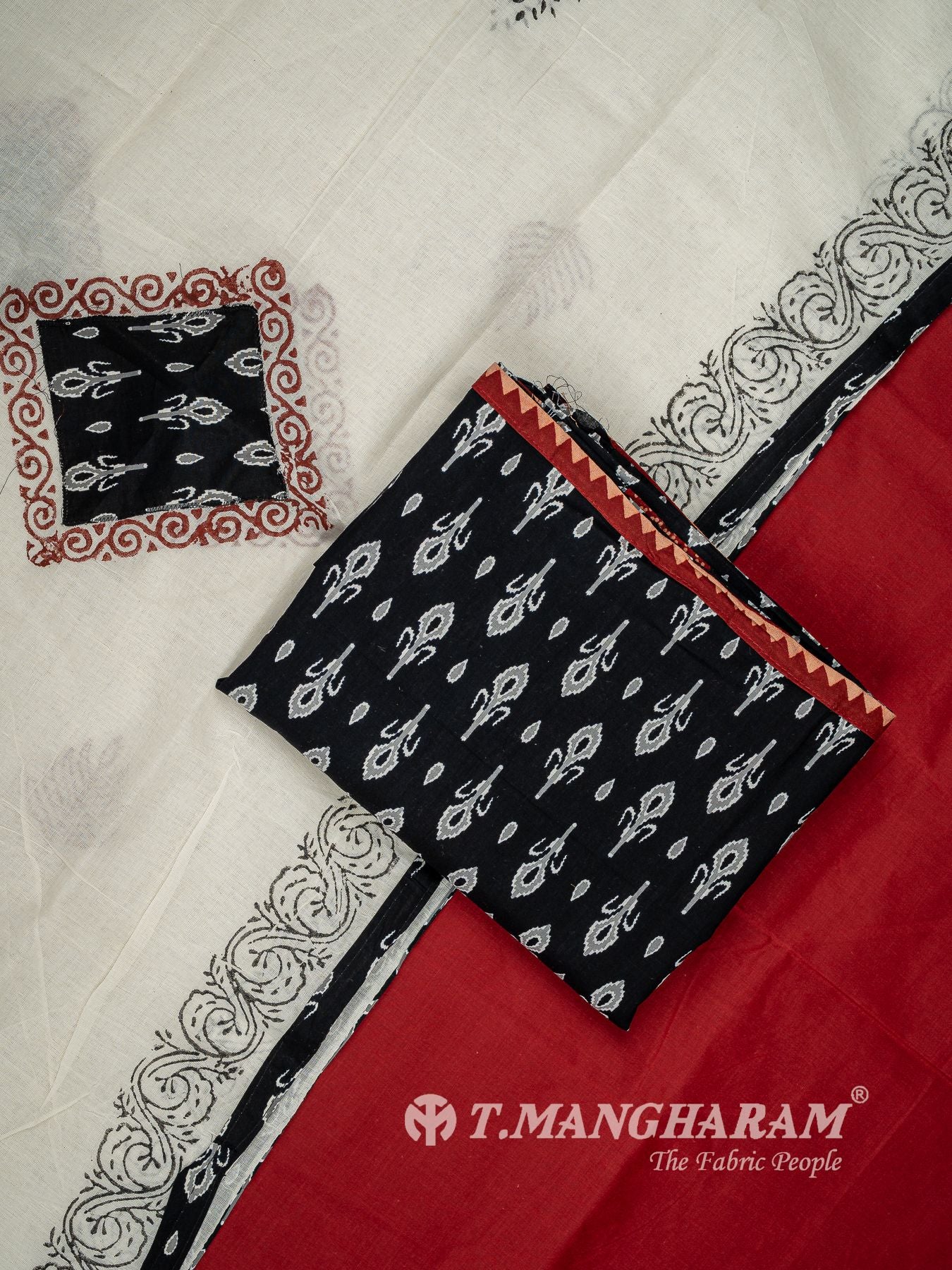 Black Cotton Chudidhar Fabric Set