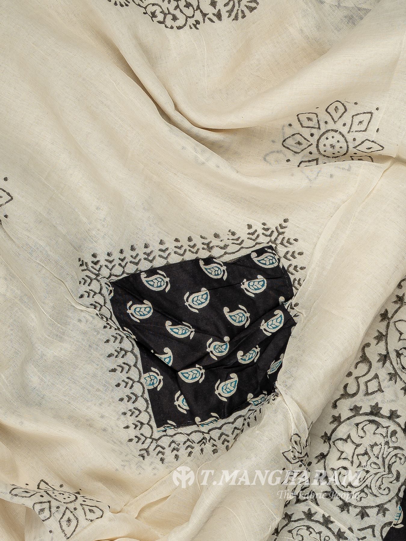 Black Cotton Chudidhar Fabric Set - EG2134