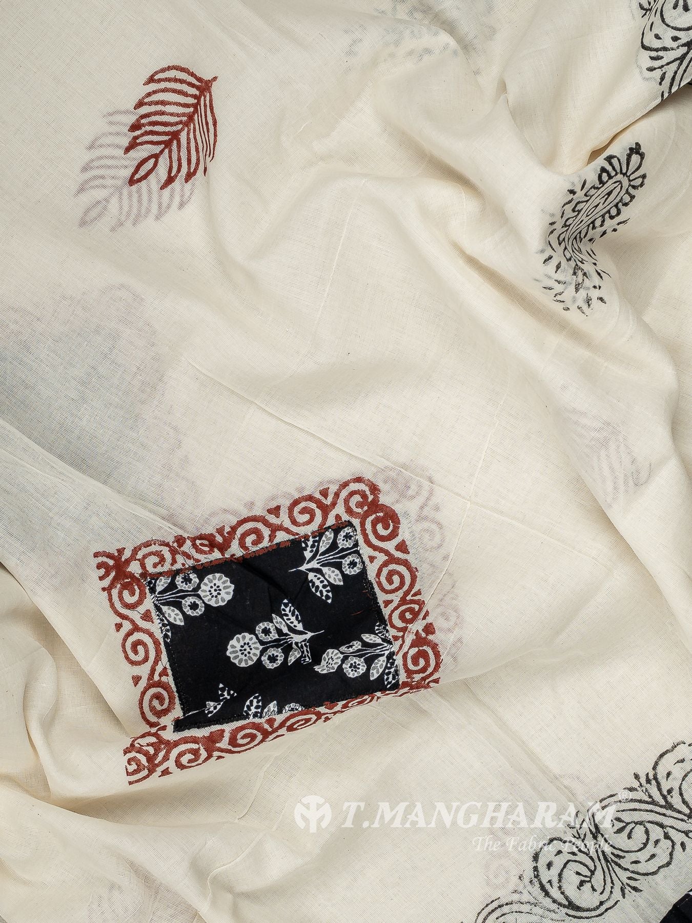 Black Cotton Chudidhar Fabric Set