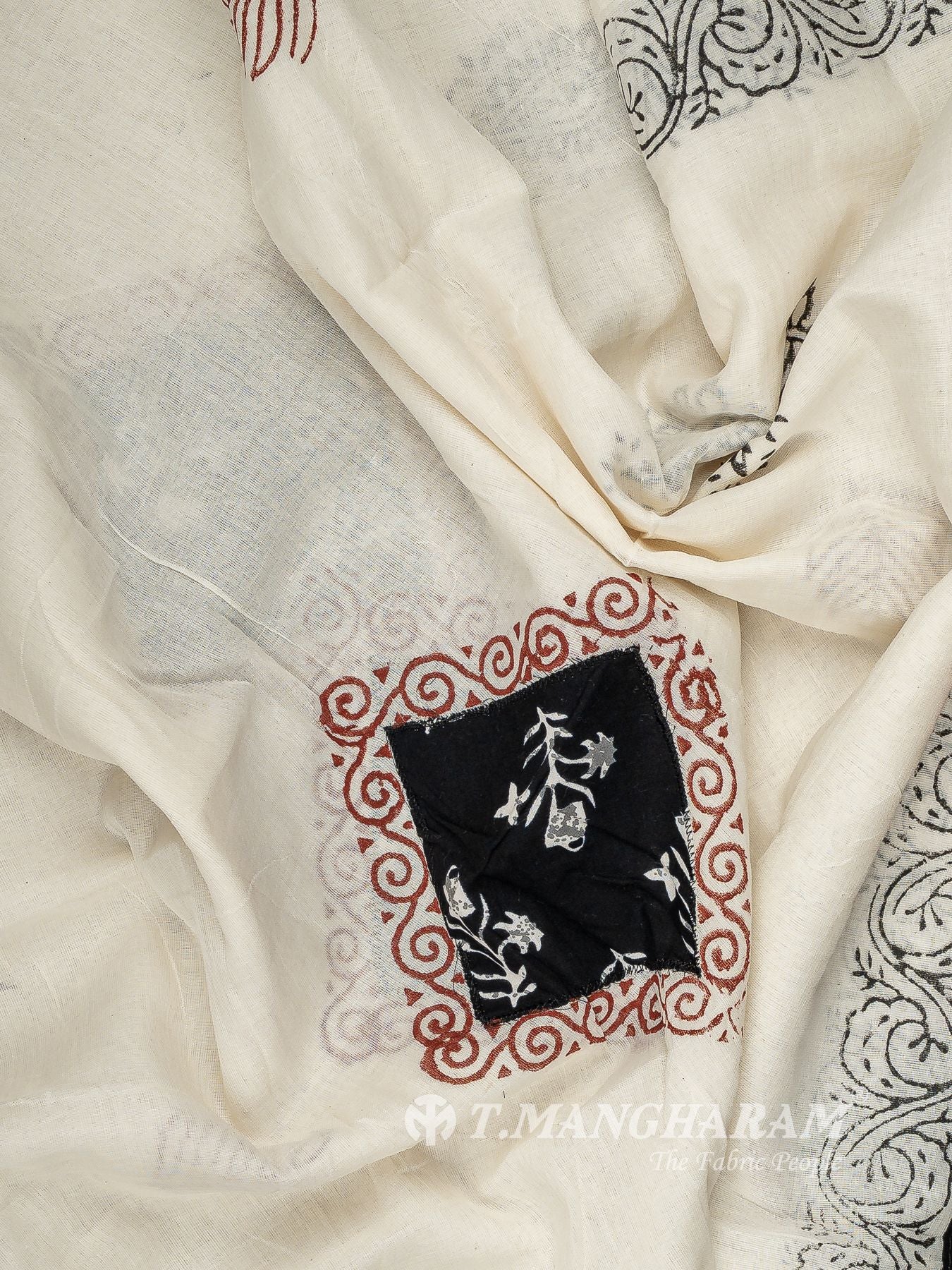 Black Cotton Chudidhar Fabric Set