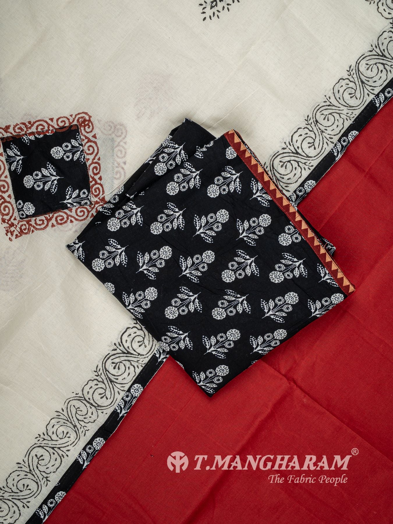 Black Cotton Chudidhar Fabric Set