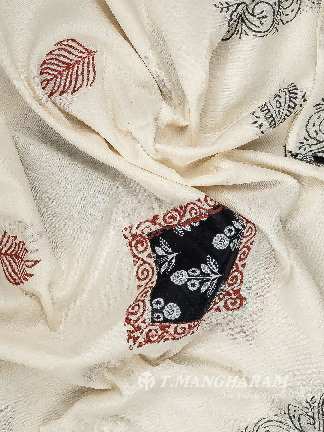 Black Cotton Chudidhar Fabric Set