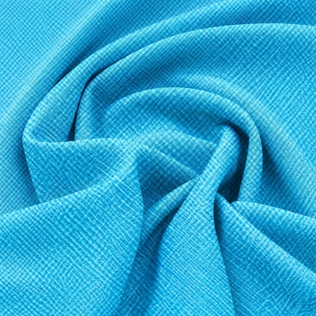 Swirled Aqua Blue Net Plain Net Fabric Showing Drape