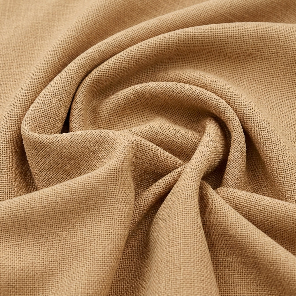 Swirled Beige Net Plain Net Fabric Showing Drape