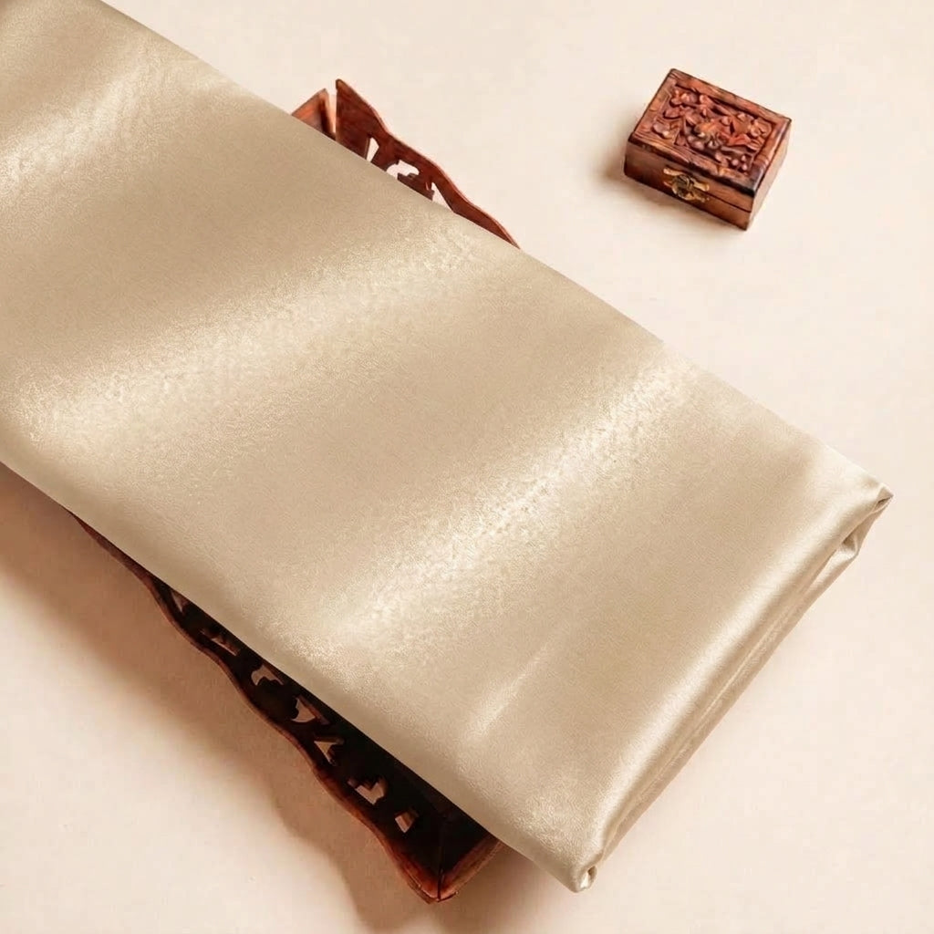 Plain Satin Fabric - Champagne - tray_4
