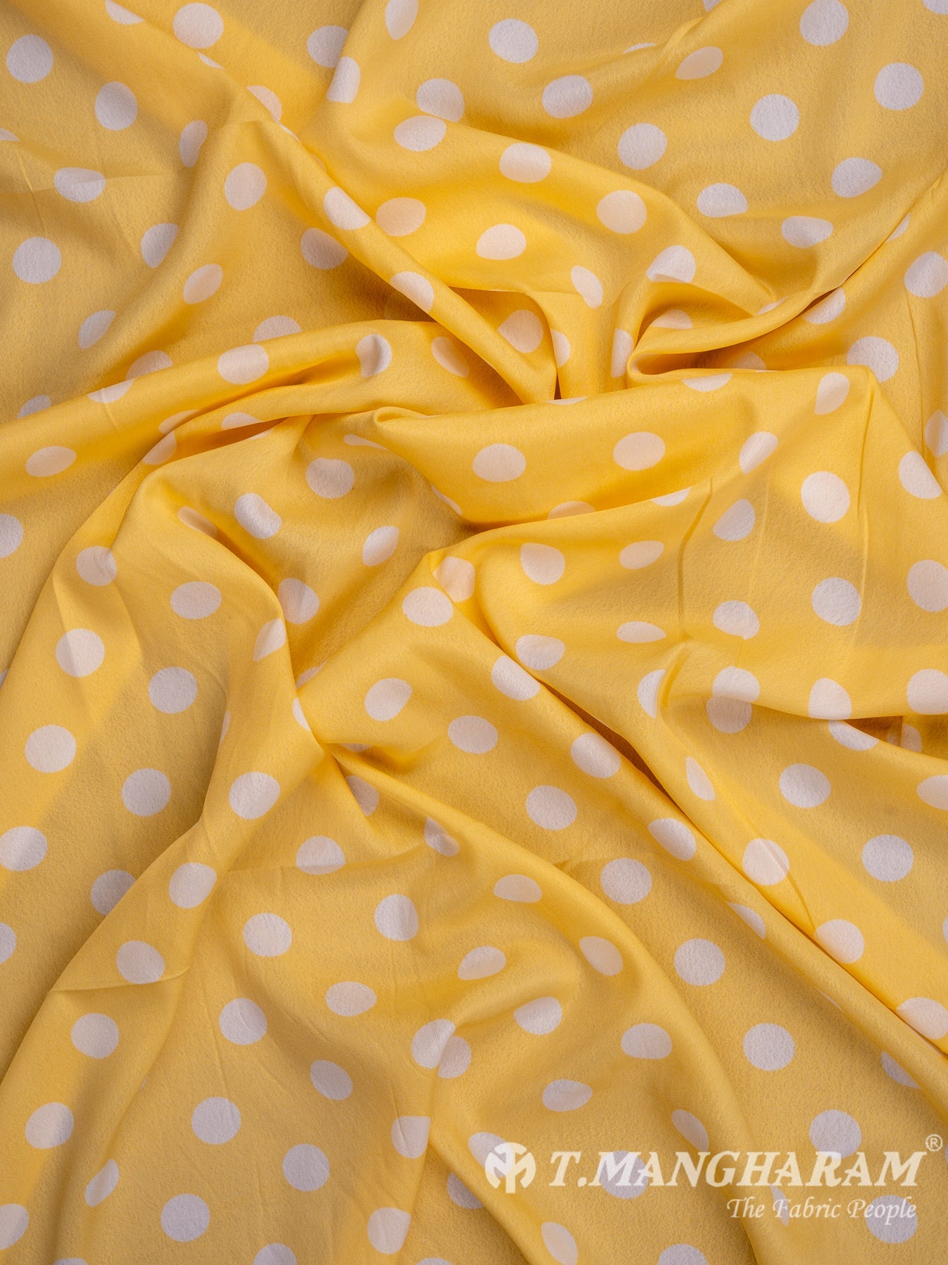 Yellow Printed Crepe Fabric - EA0439 view-4