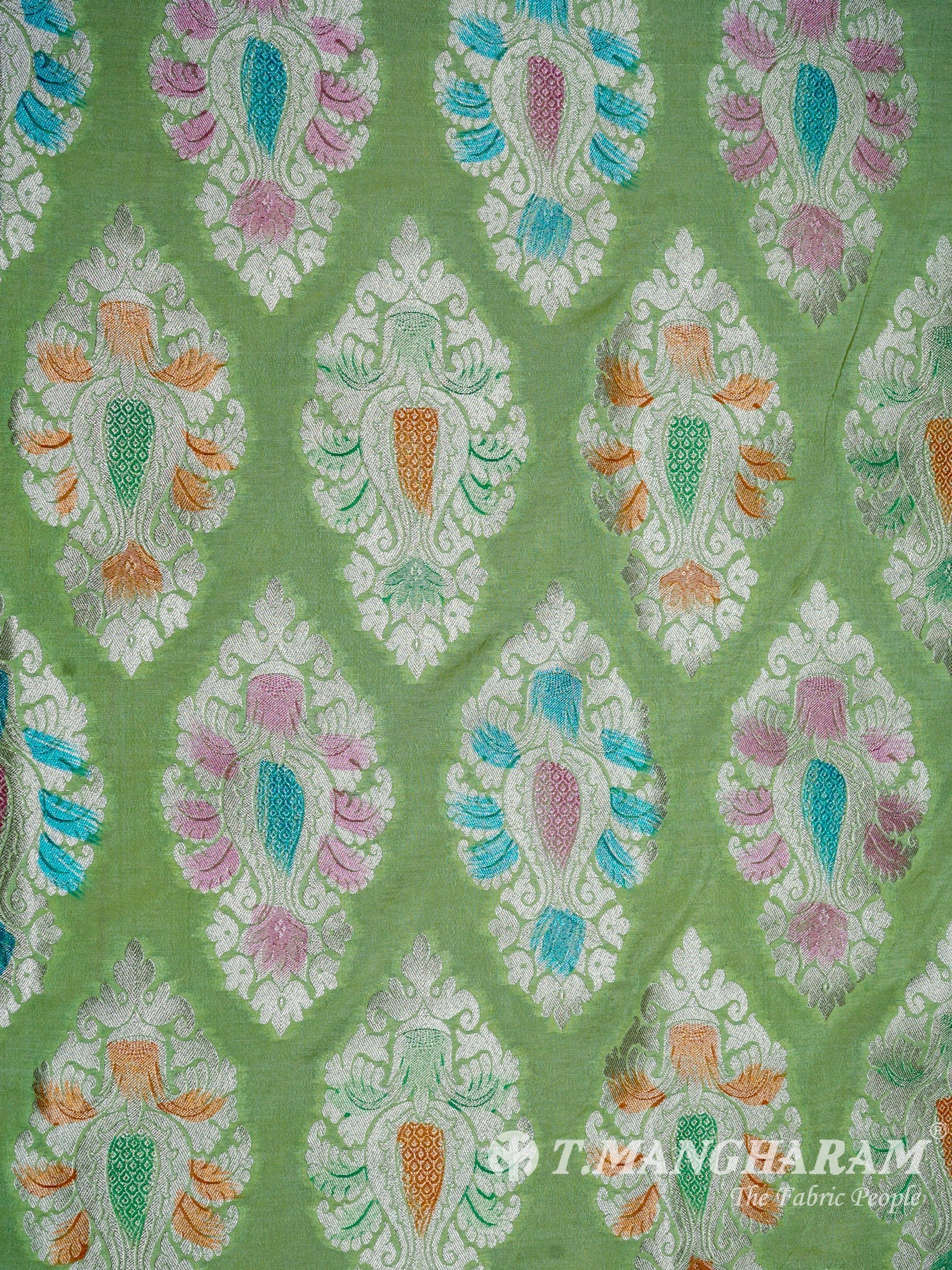 Green Banaras Fabric - EB1847 view-3