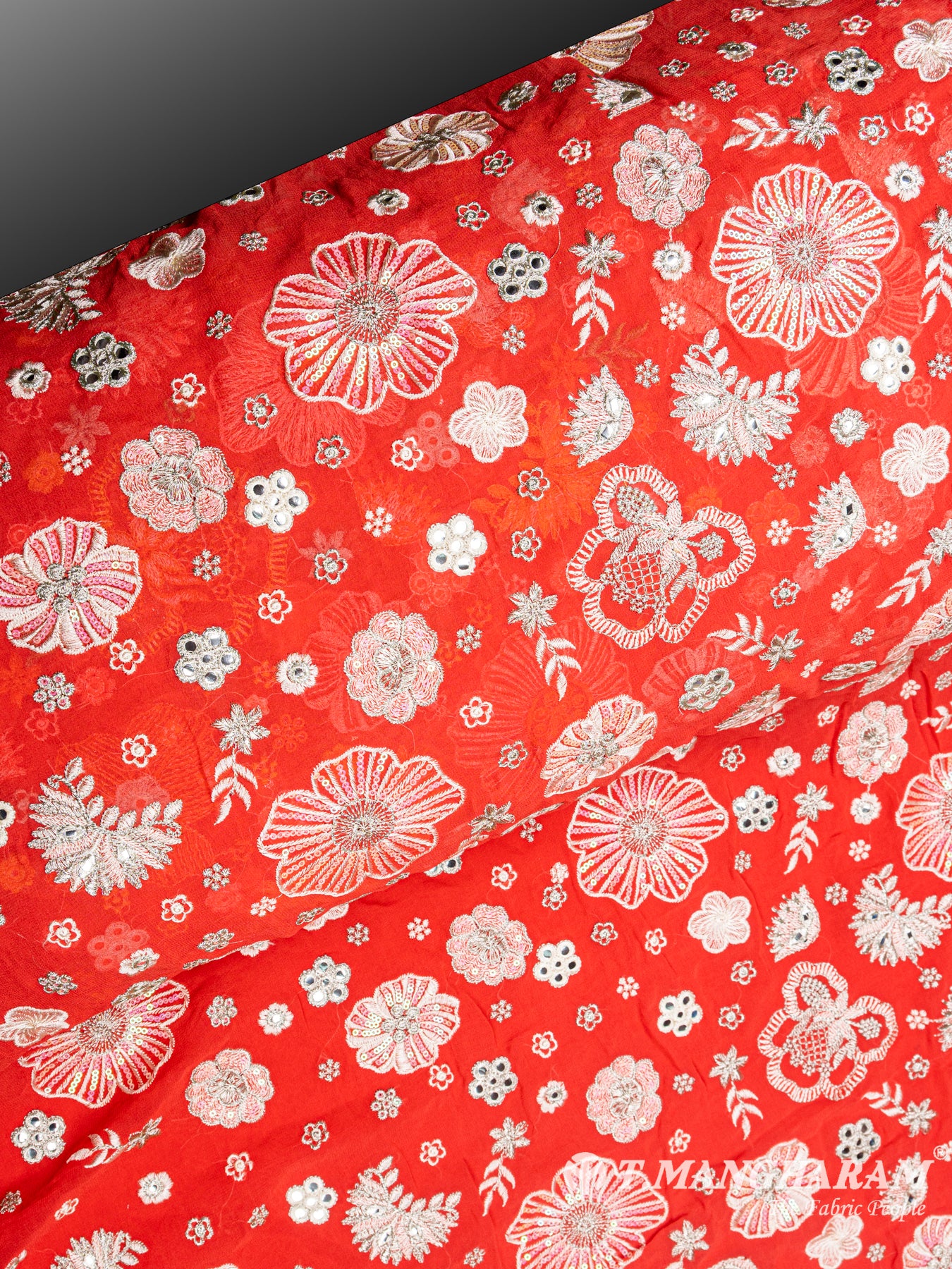 Red Georgette Fabric - EC4838 view-2