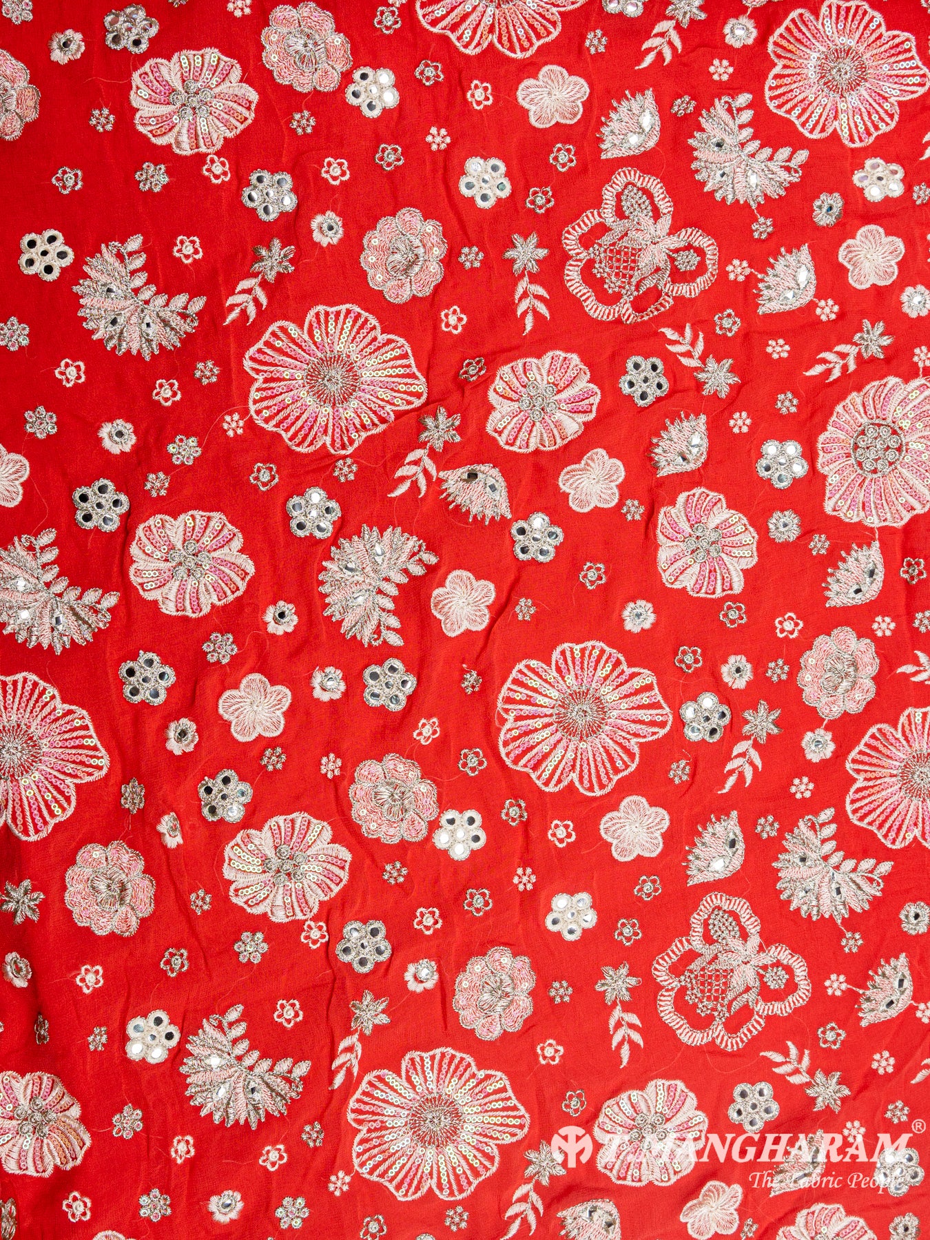 Red Georgette Fabric - EC4838 view-3