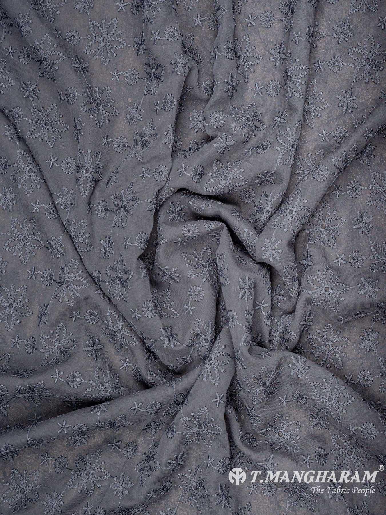 Black Georgette Embroidery Fabric - EC6273