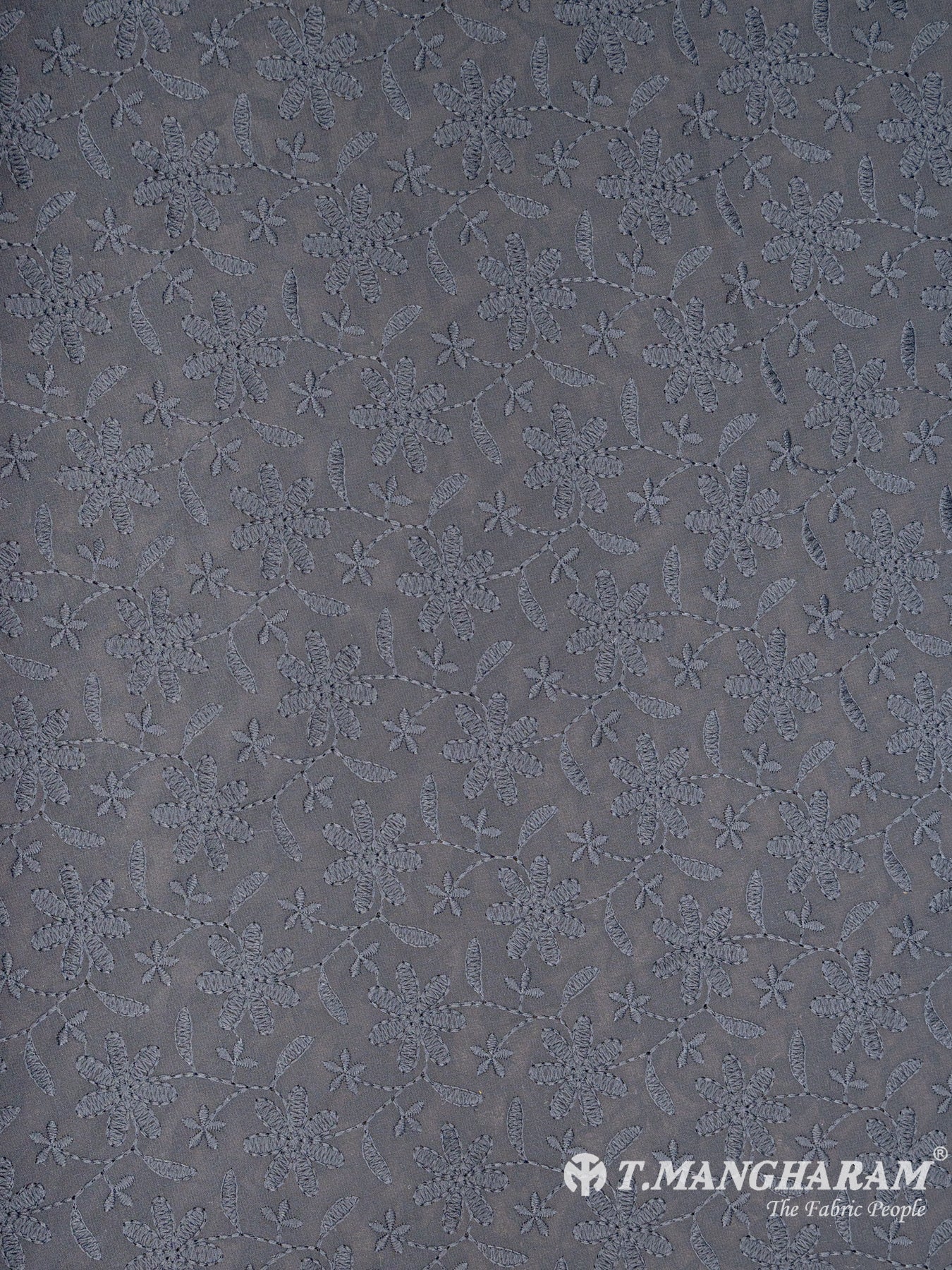 Black Georgette Embroidery Fabric - EC6275 view-3